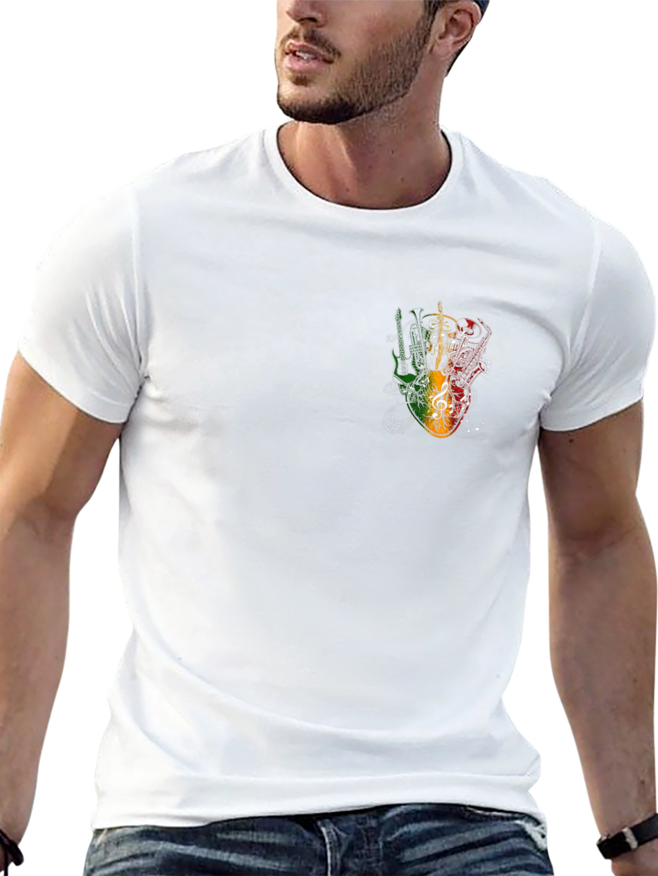 Rasta Guitar Graphic Black Tee - Music Lovers T-Shirt