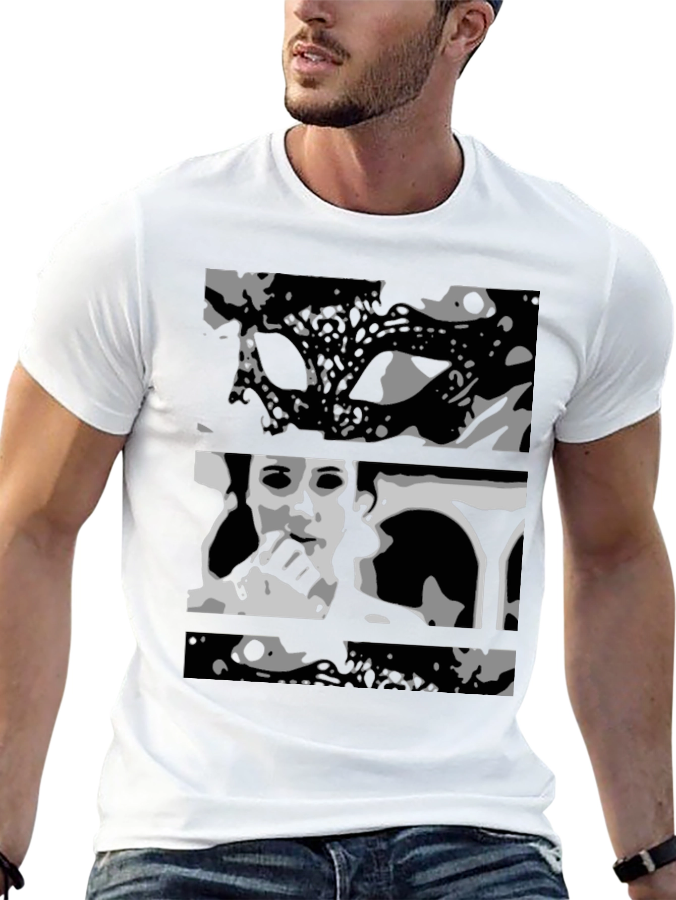 Abstract Black Graphic Print T-Shirt