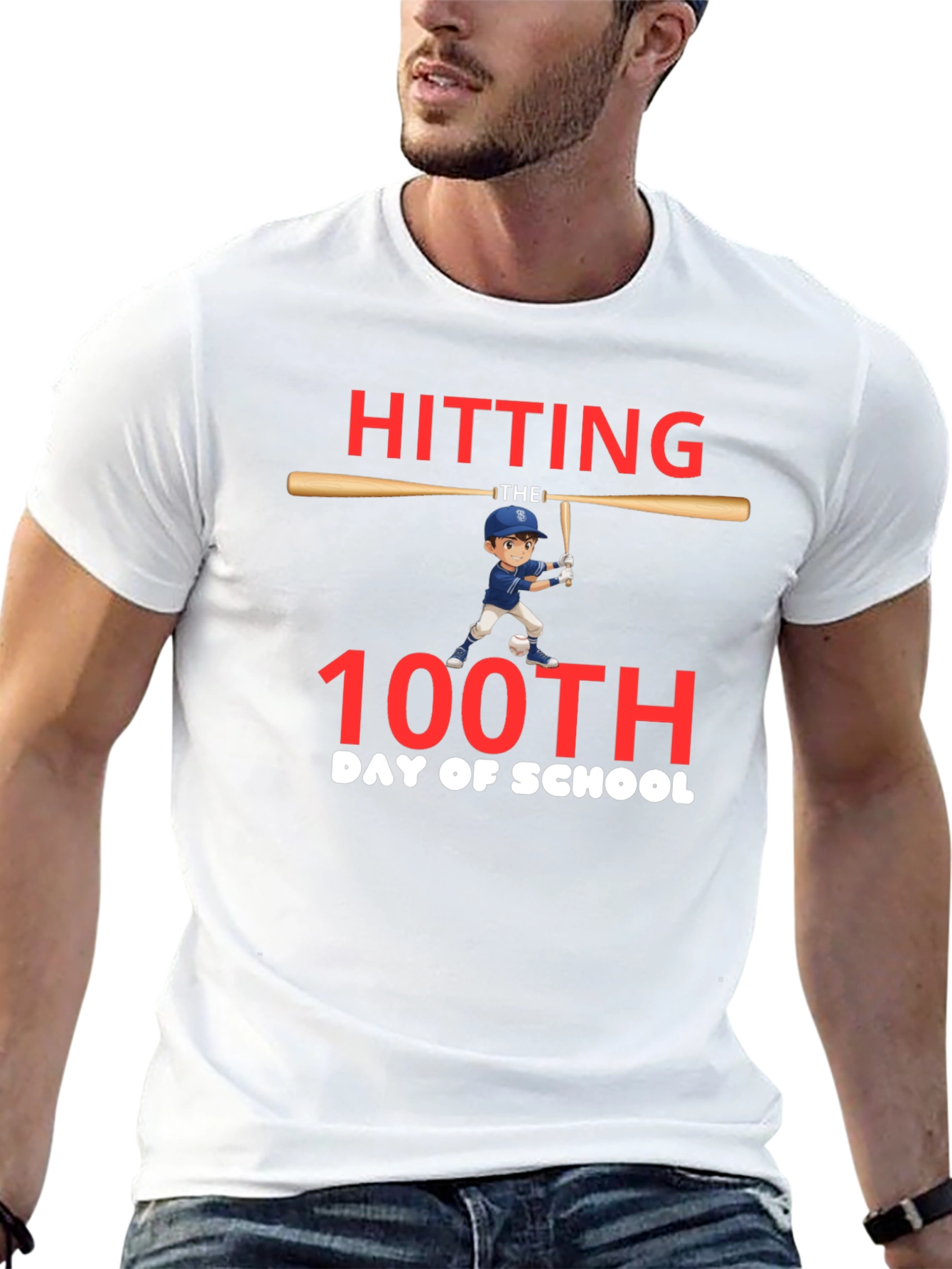Hitting 100th Day of School Baseball T-Shirt