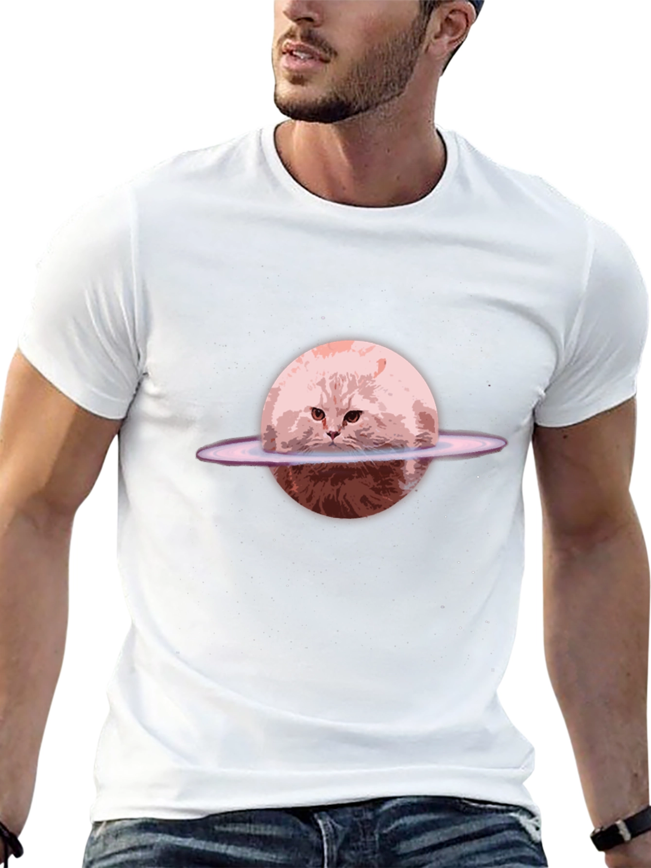 Cat Planet Graphic Tee - Unique Space Design