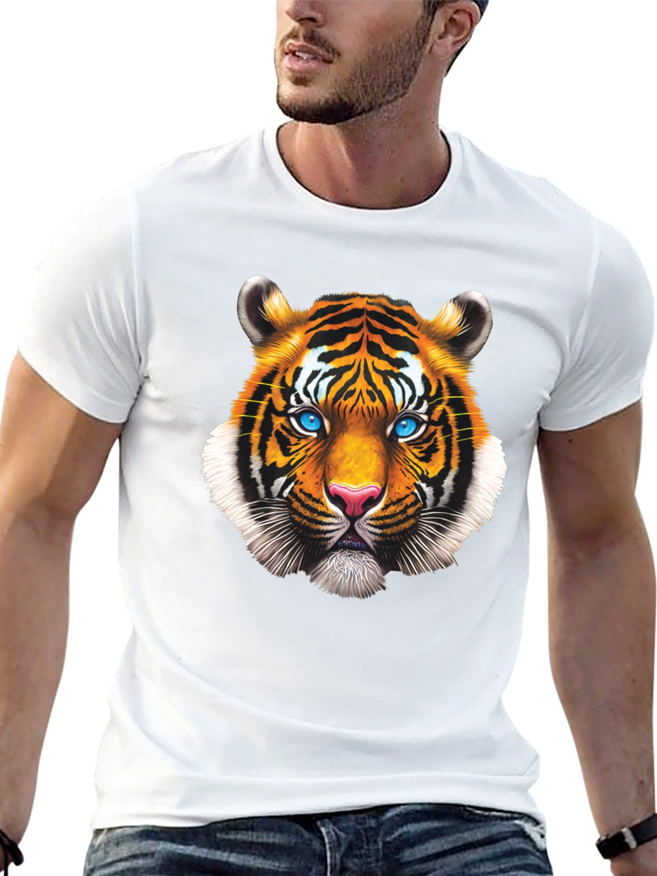Tiger Face Graphic Tee - Bold Animal Print T-Shirt