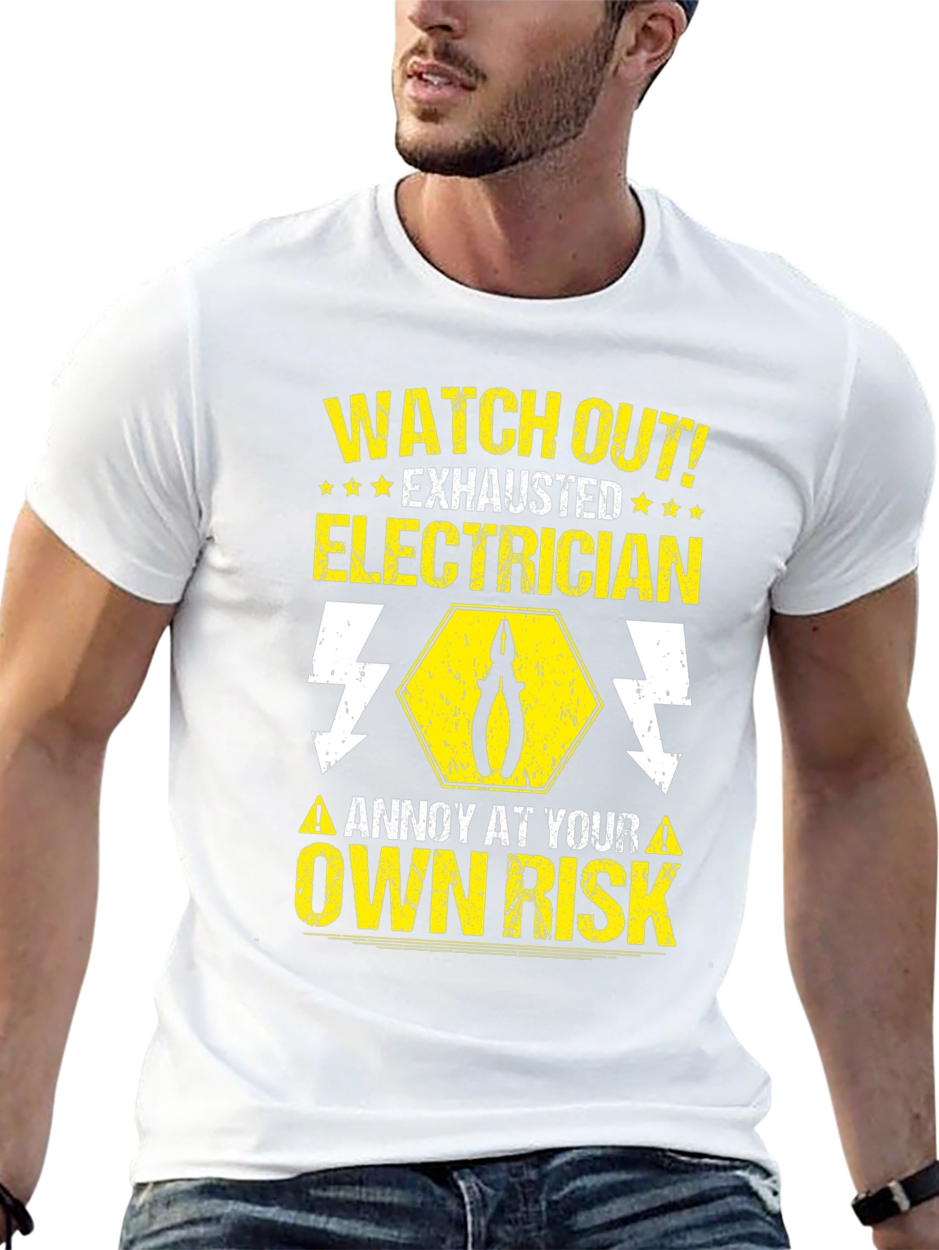 Electrician Warning T-Shirt - Watch Out Exhausted!