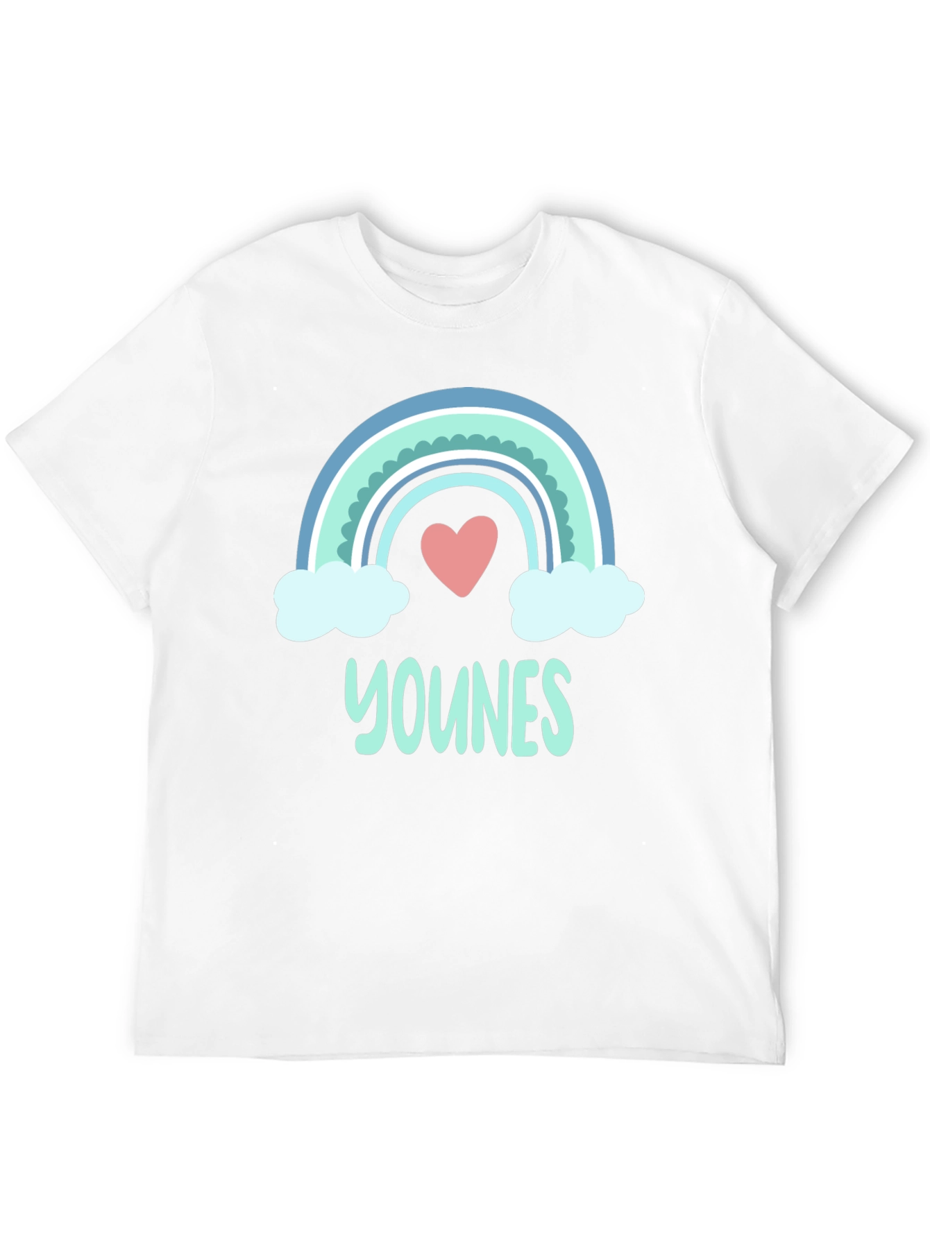 Younes Rainbow Heart T-Shirt - Cute Personalized Name Tee
