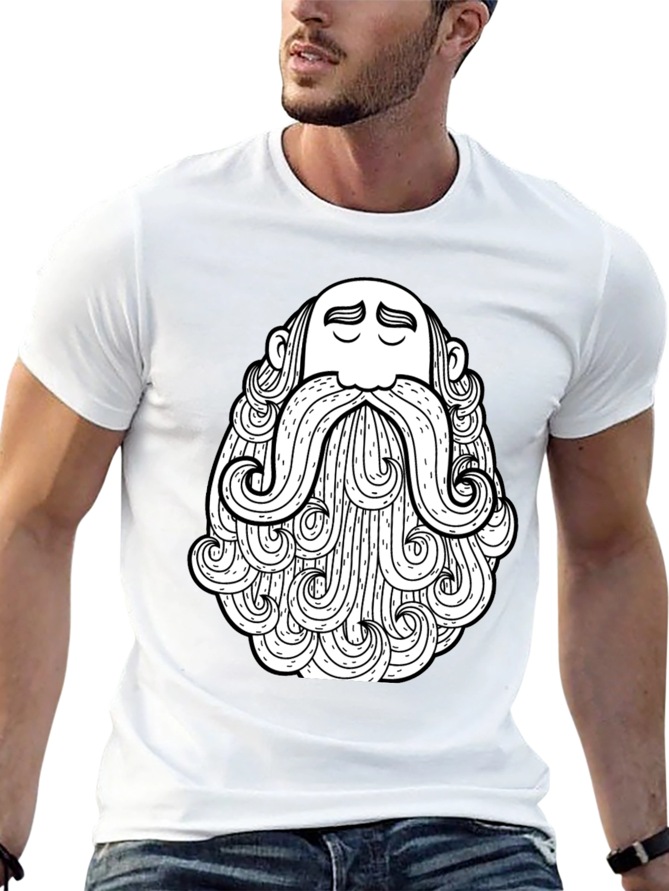 Bearded Man Graphic Tee - Stylish Black T-Shirt