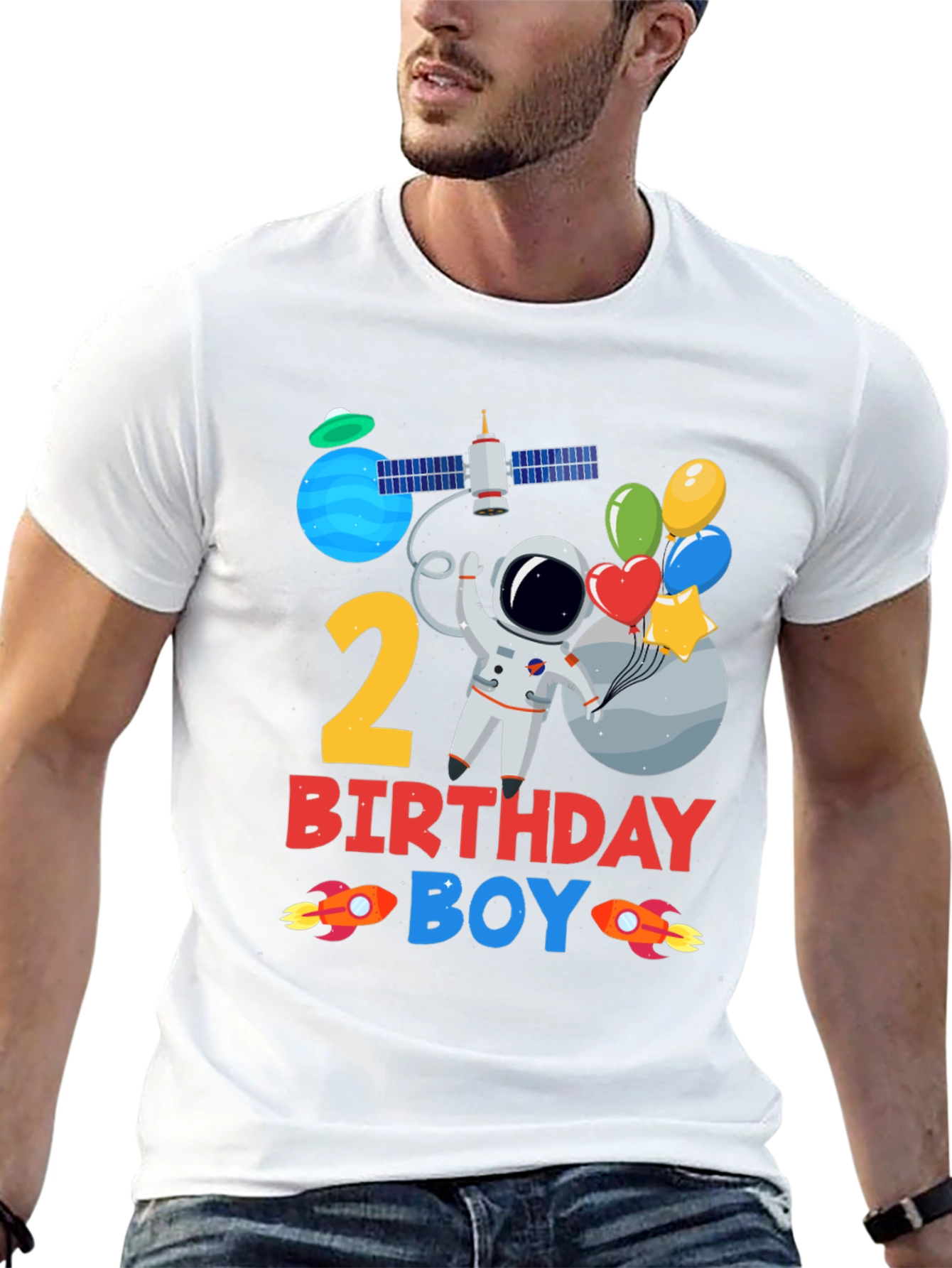 2nd Birthday Boy Space T-Shirt