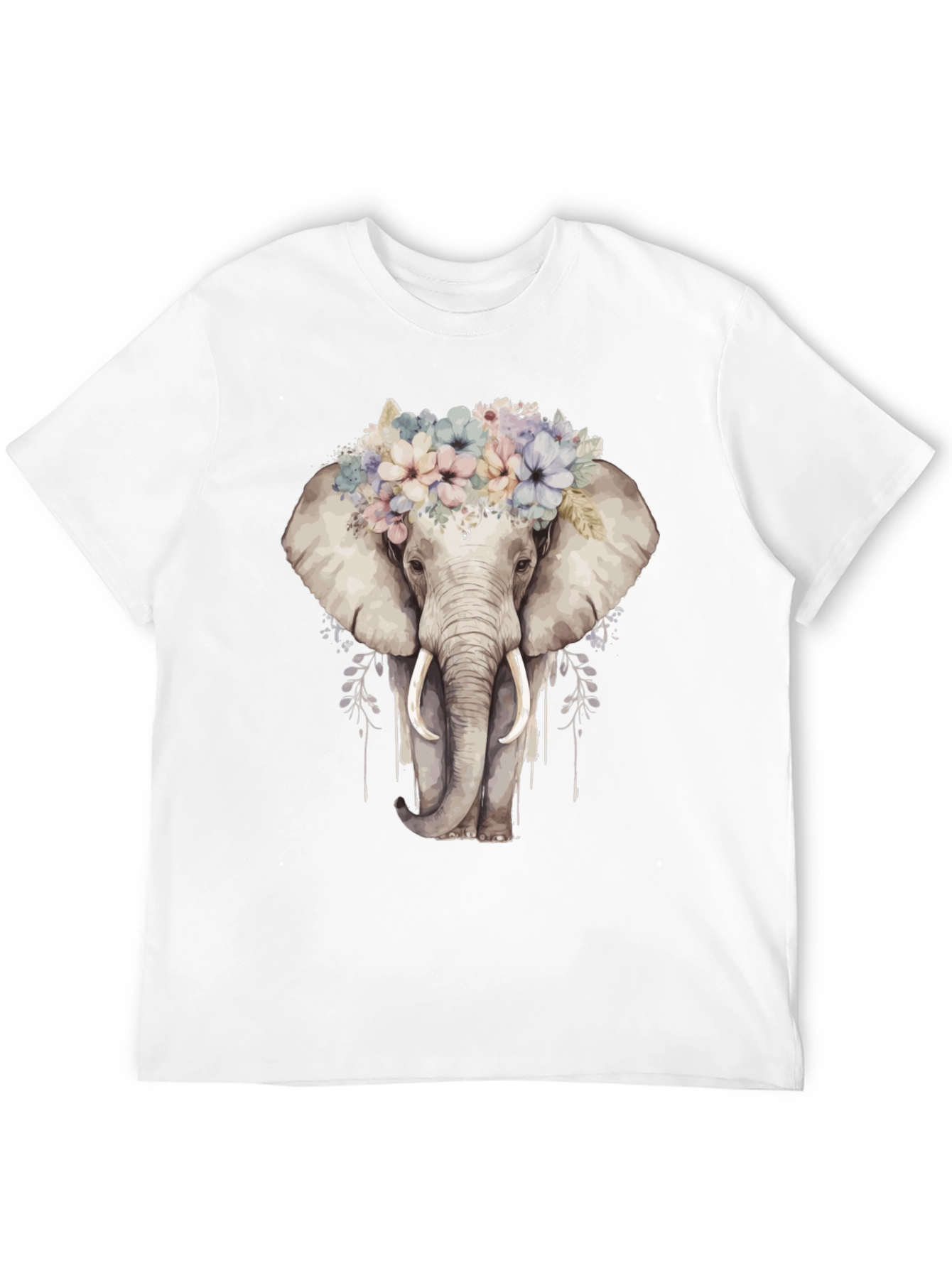 Floral Elephant Graphic Tee - Black