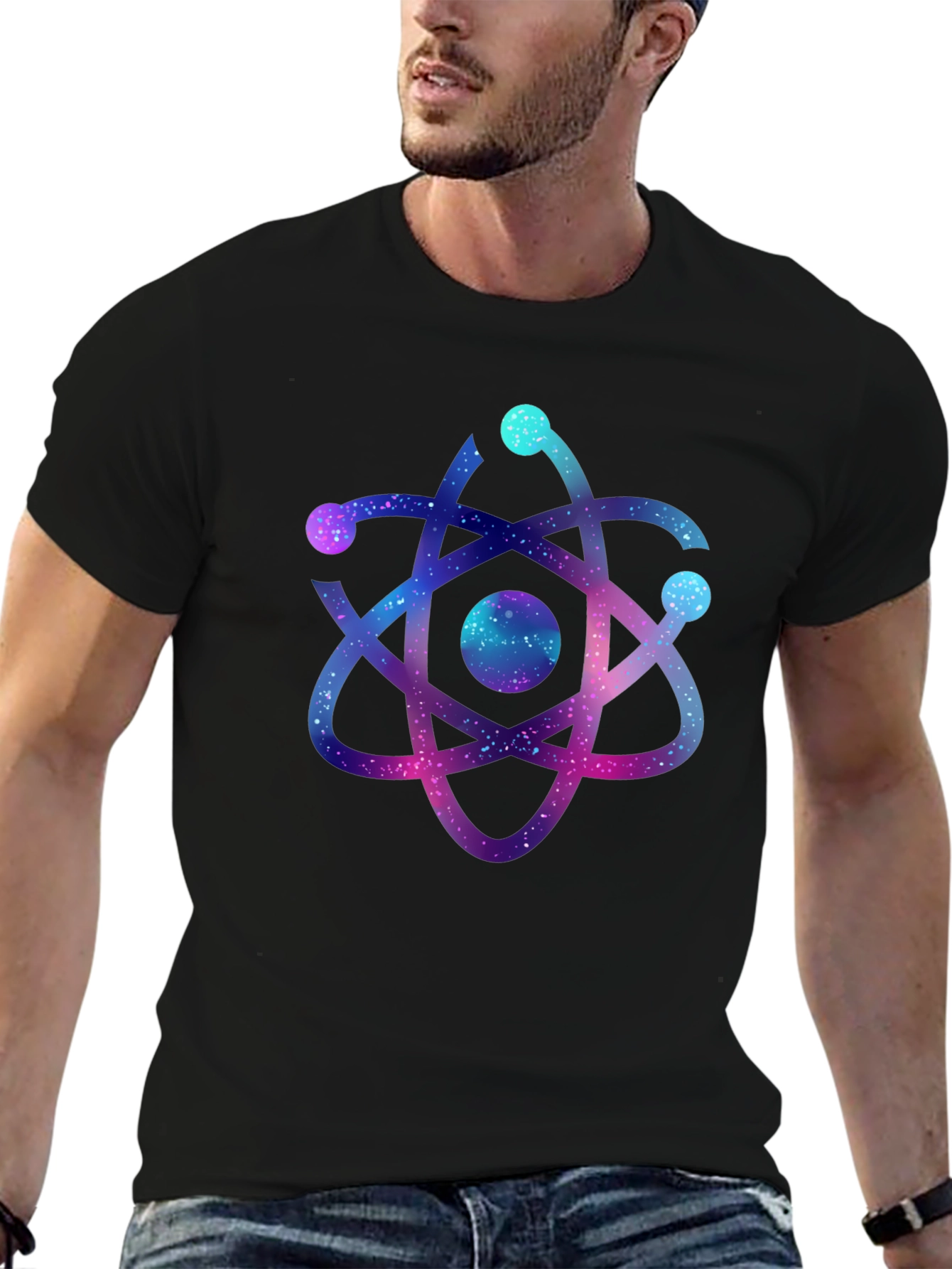 Galaxy Atom Graphic Black T-Shirt