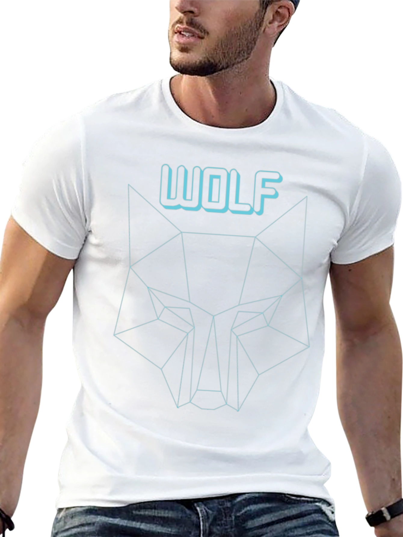 Geometric Wolf Graphic Tee - Modern Mens Shirt