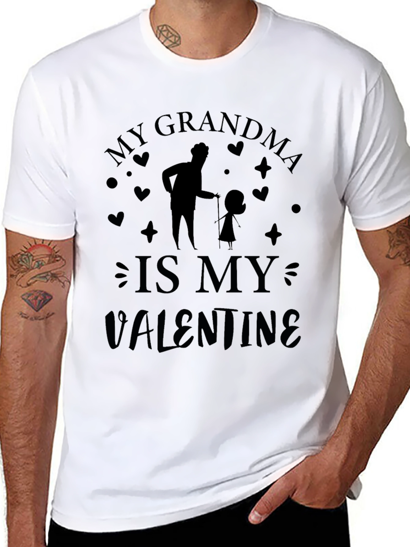 My Grandma is My Valentine Black T-Shirt