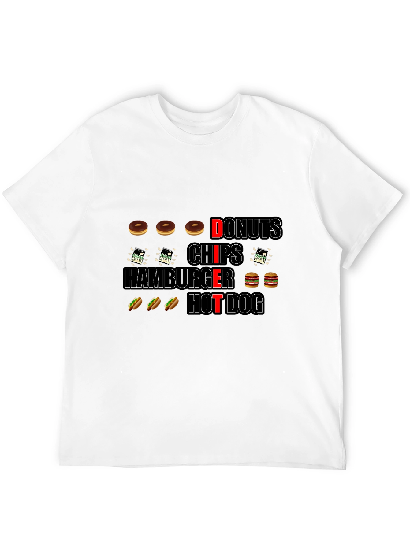 Foodie Fun: Donuts Chips Hamburgers & Hot Dogs T-Shirt