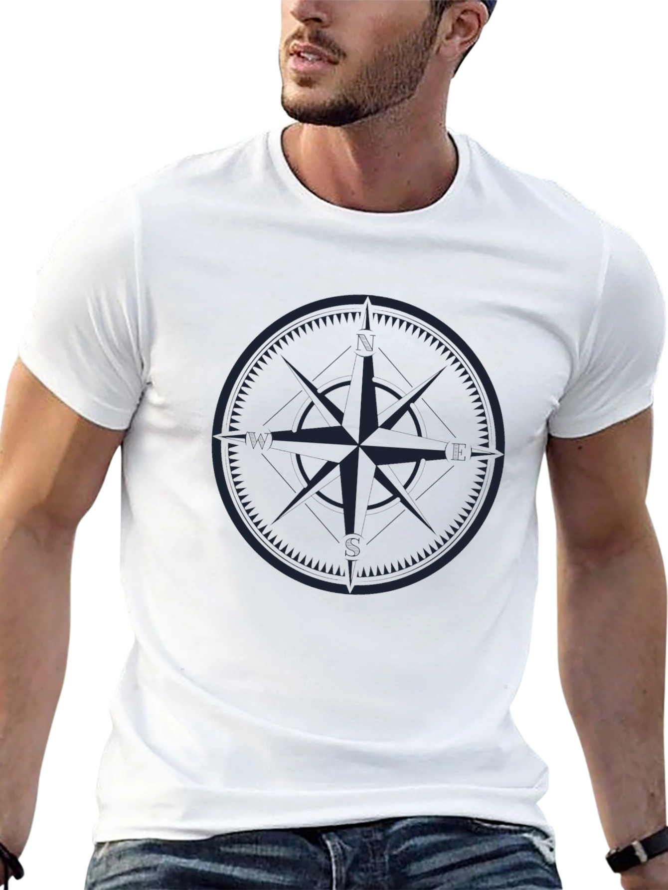 Nautical Compass Graphic T-Shirt - Black