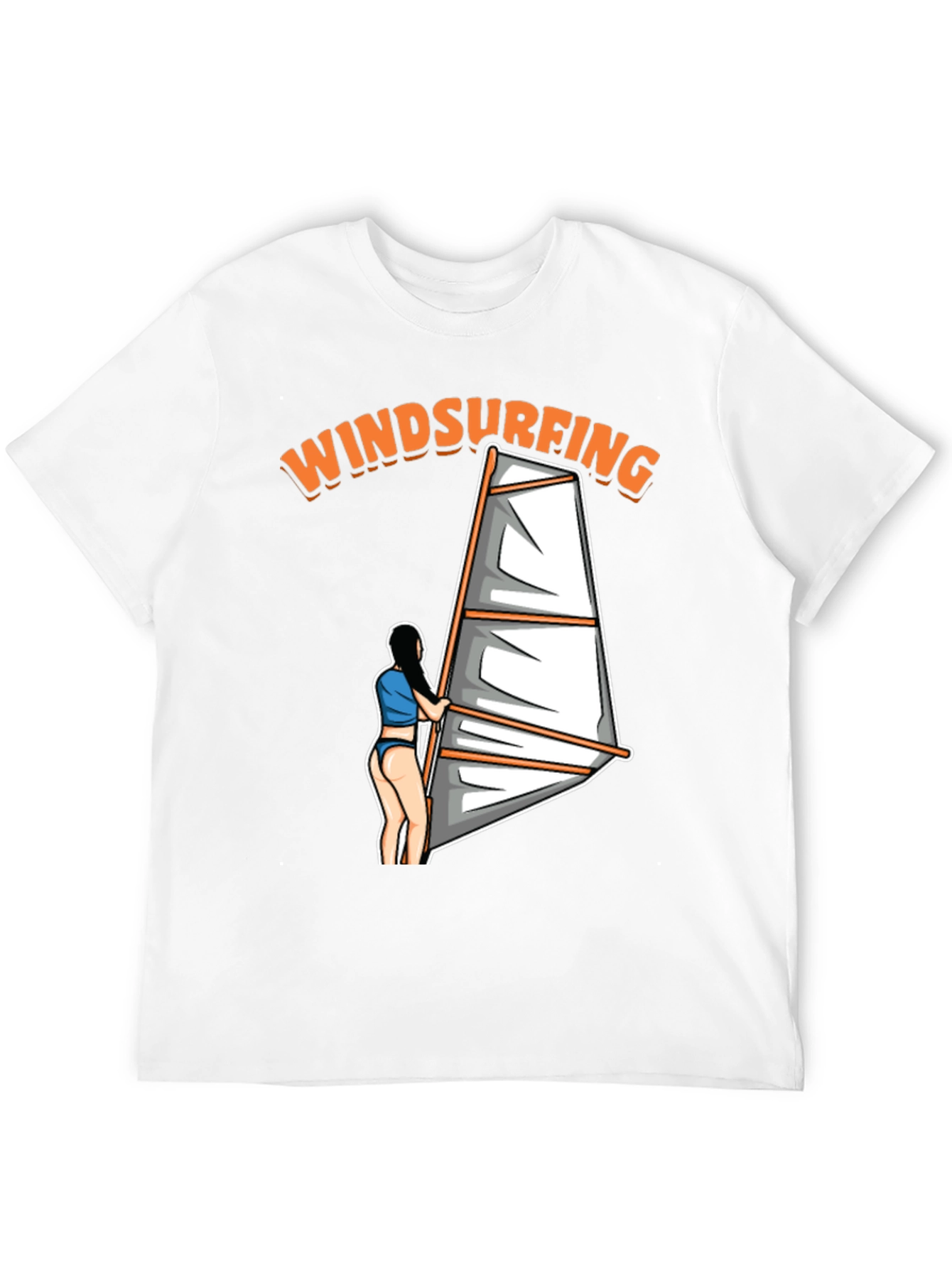 Windsurfing Graphic Tee - Black Cotton T-Shirt