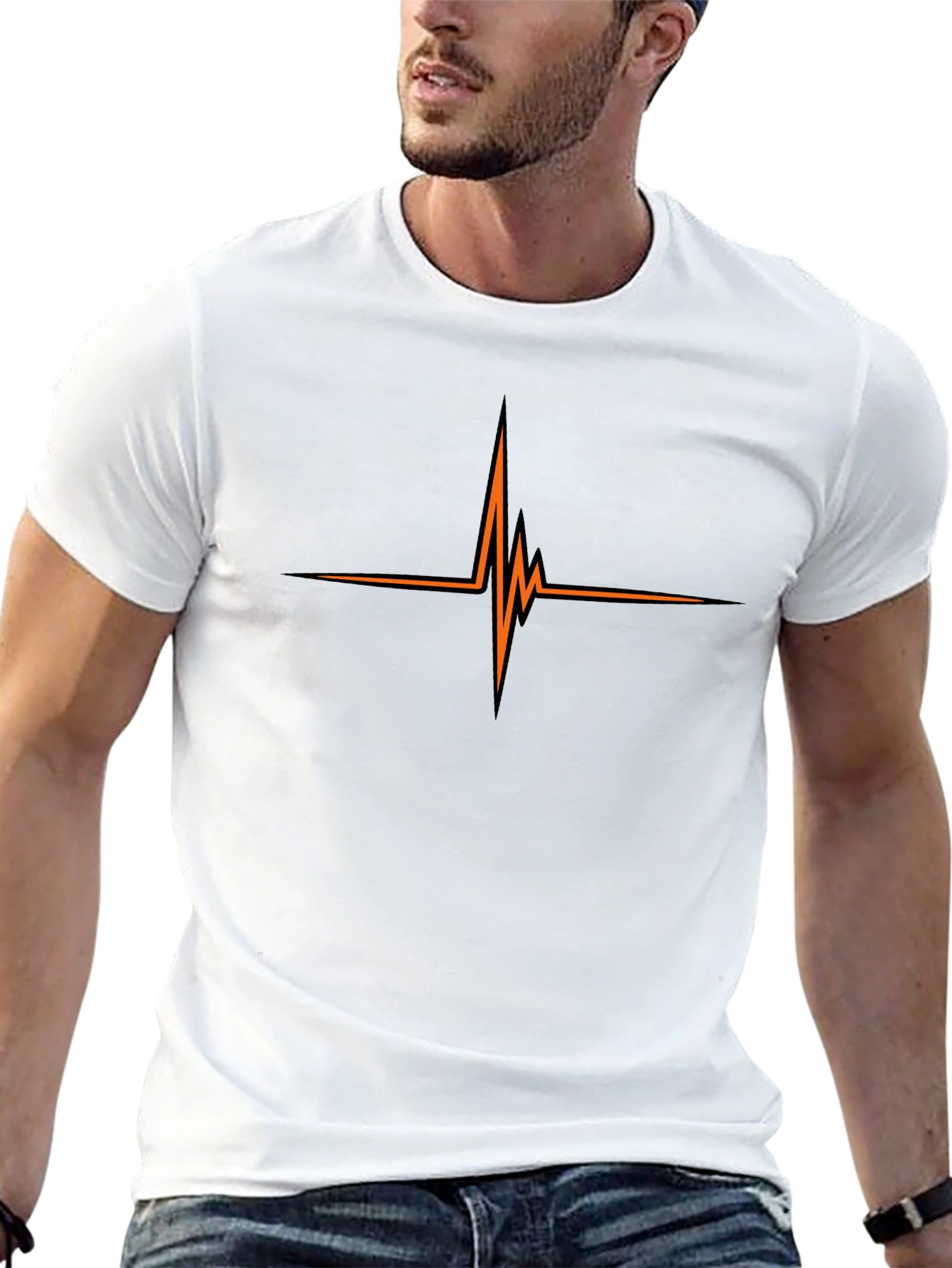 Heartbeat Graphic Mens Black T-Shirt