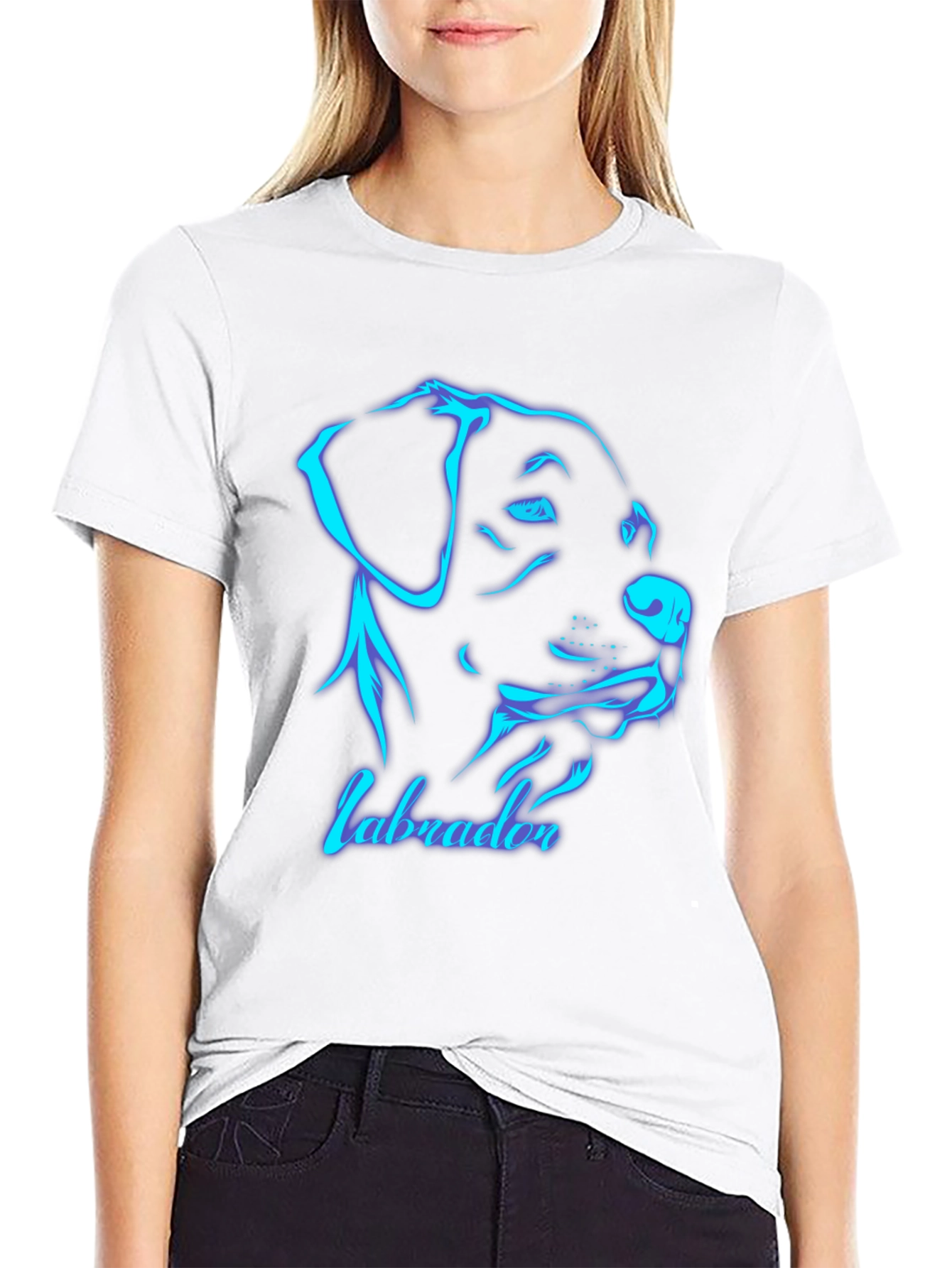Labrador Dog Graphic Print Black T-Shirt