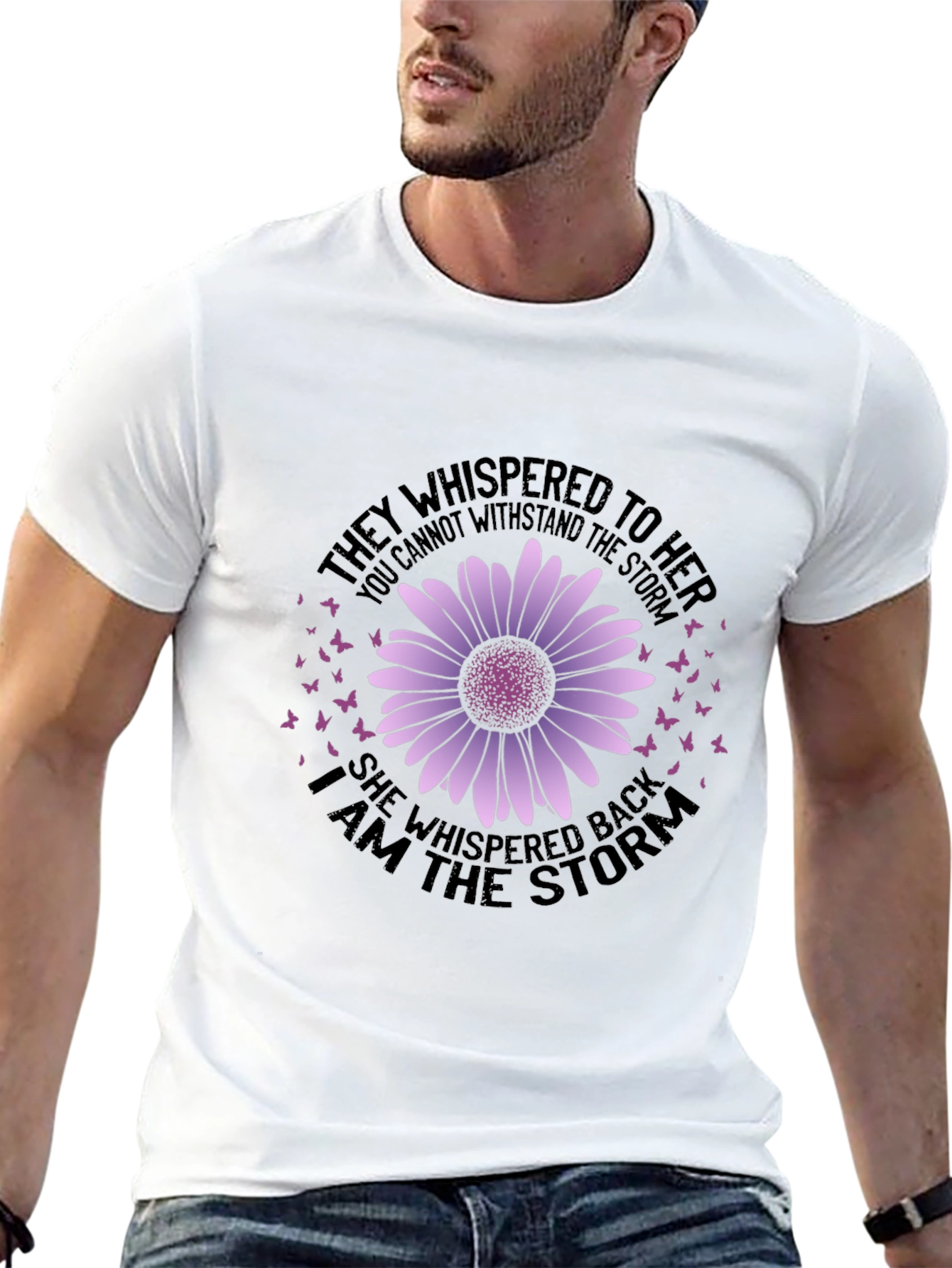 She Whispered Back T-Shirt - Purple Daisy Design