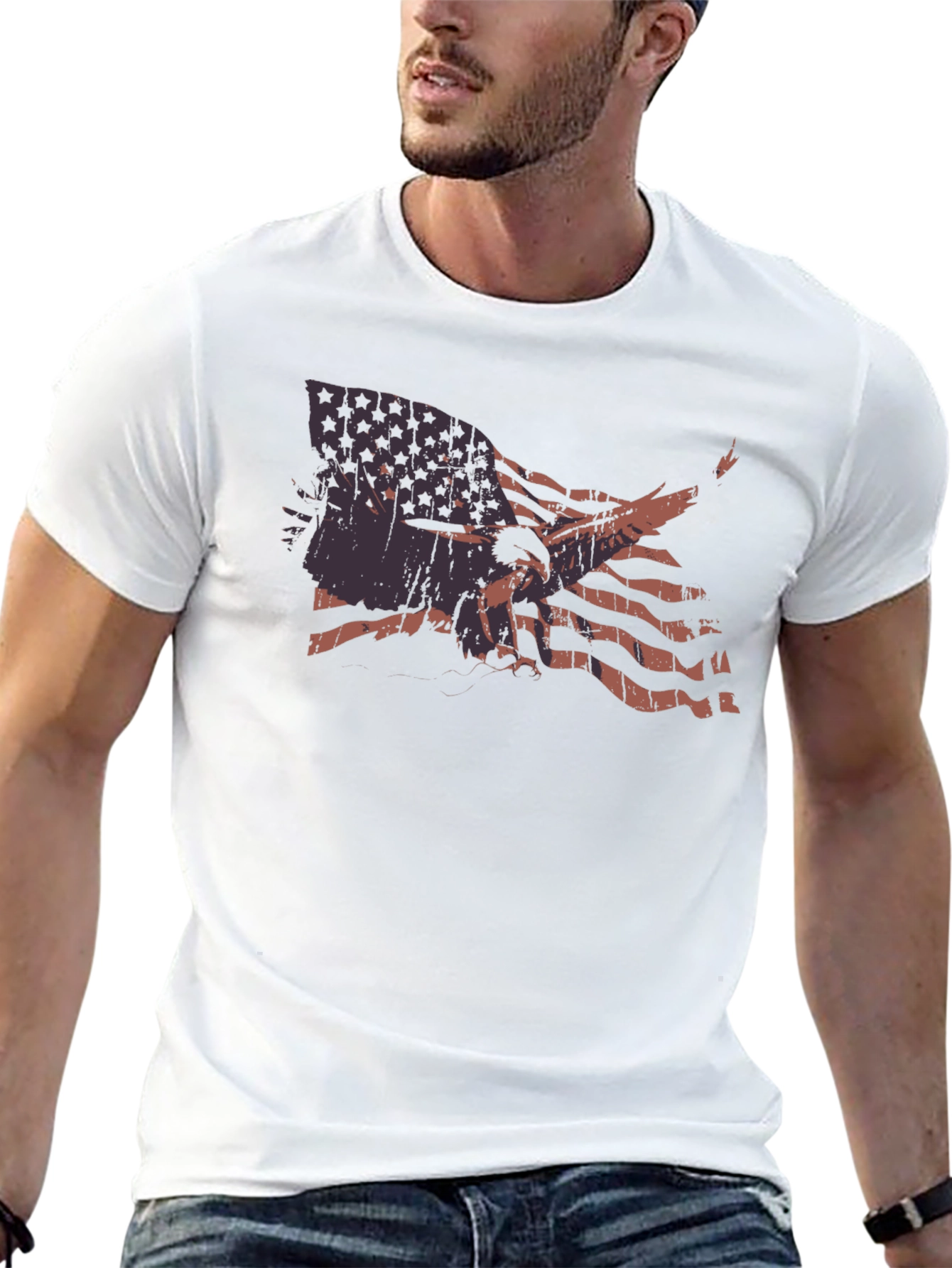American Flag Eagle Graphic T-Shirt