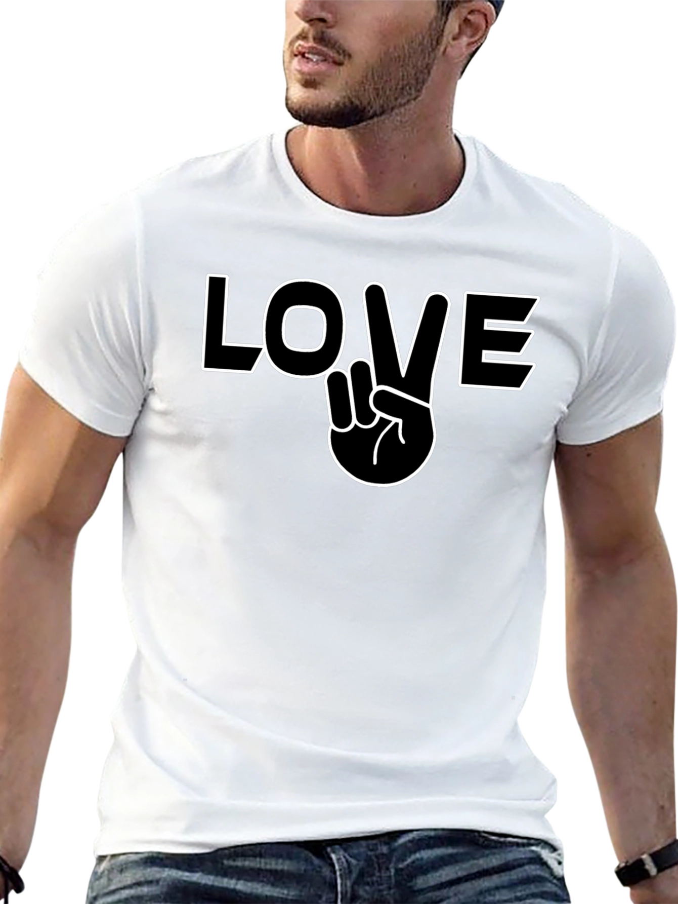 Peace & Love Graphic Tee - Stylish Black T-Shirt