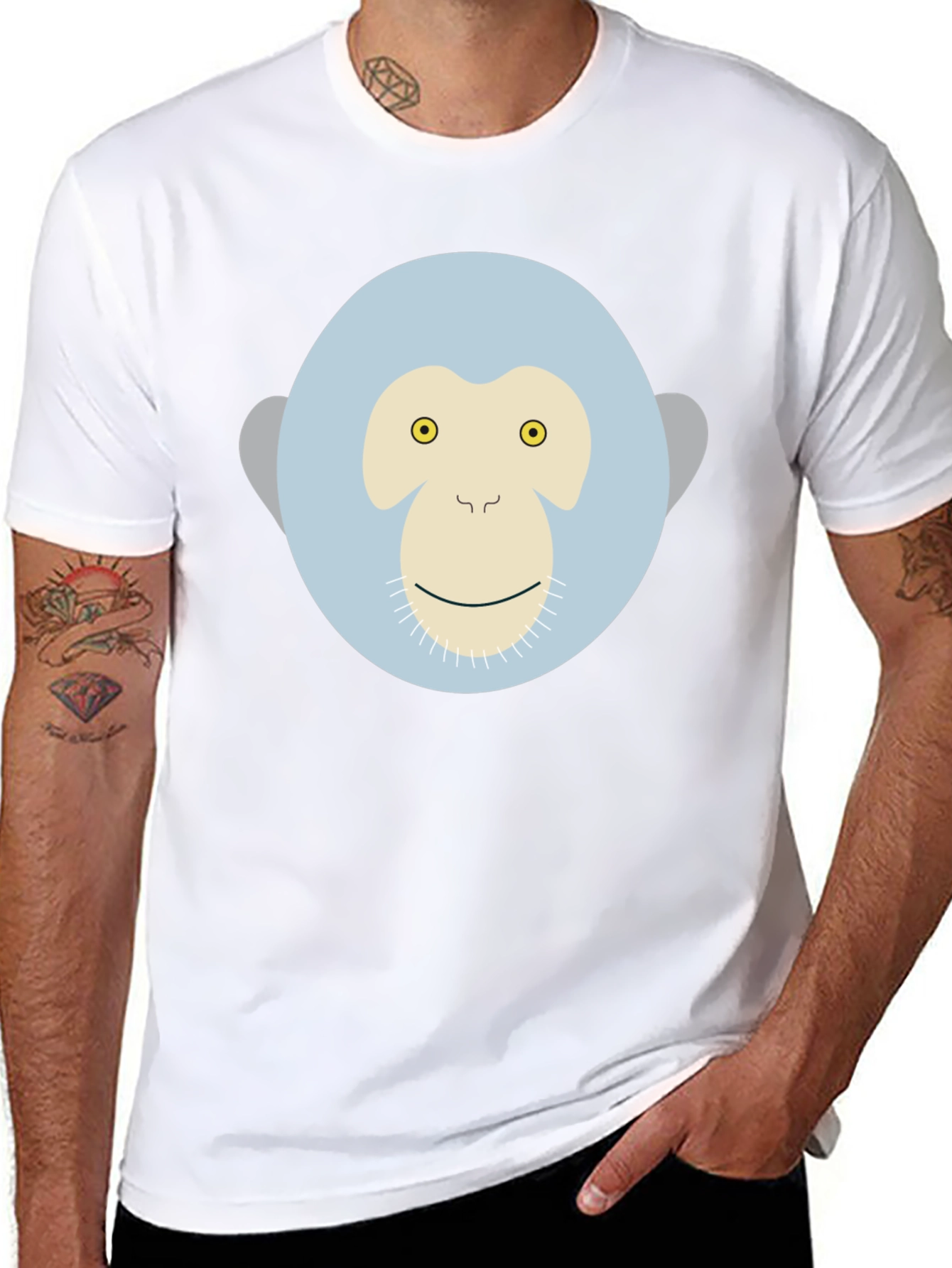 Monkey Face Graphic Black T-Shirt