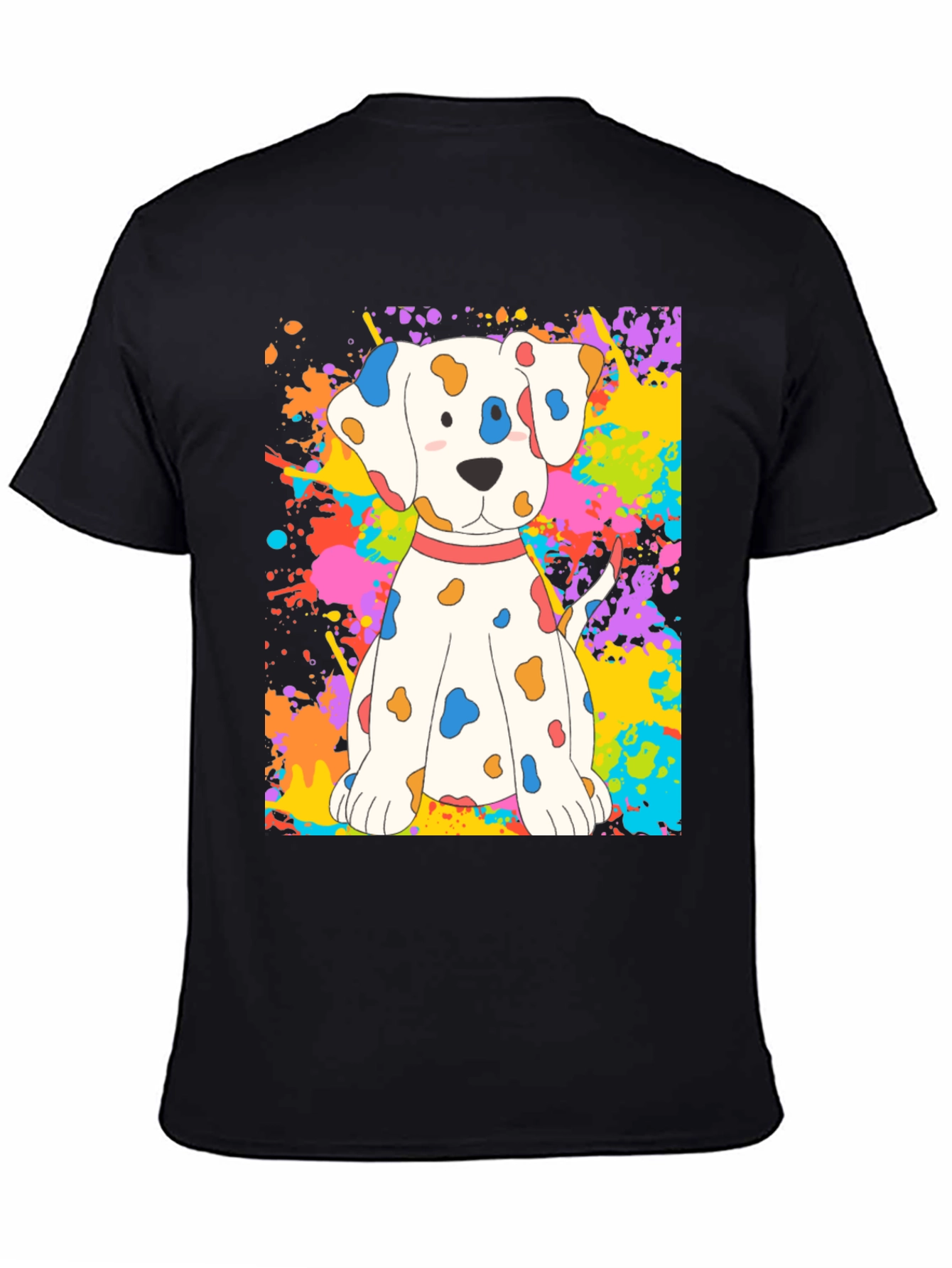 Cute Dalmatian Dog Splatter Print T-Shirt