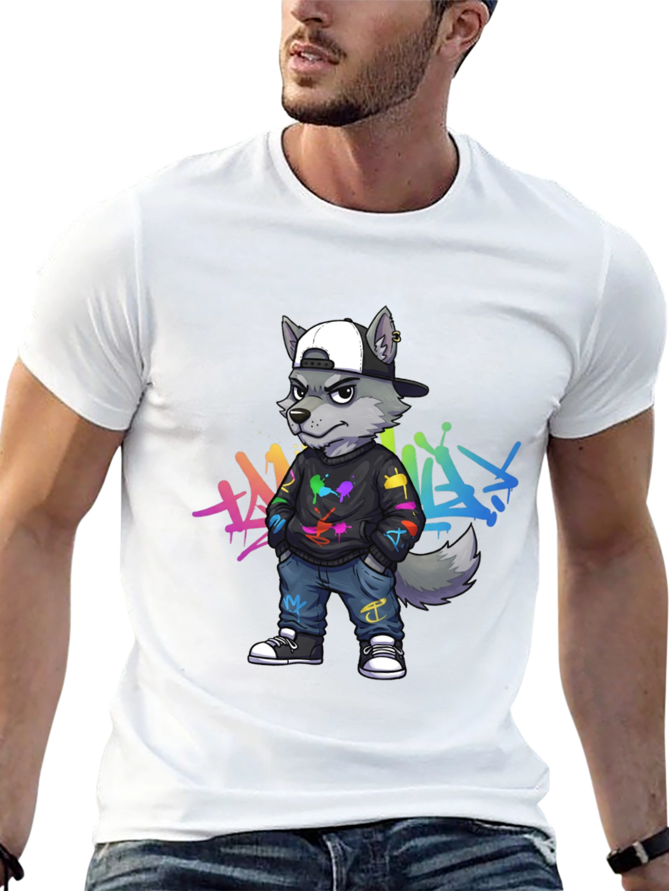 Cool Wolf Graffiti T-Shirt
