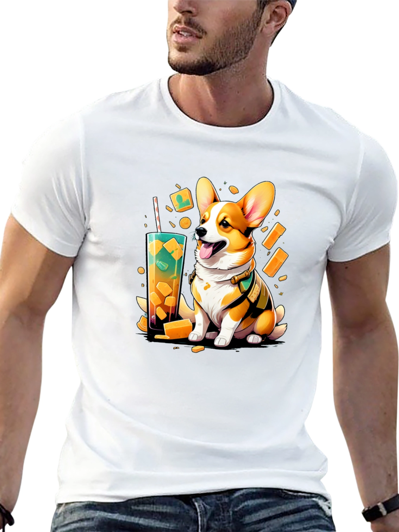 Corgi Boba Tea Graphic T-Shirt