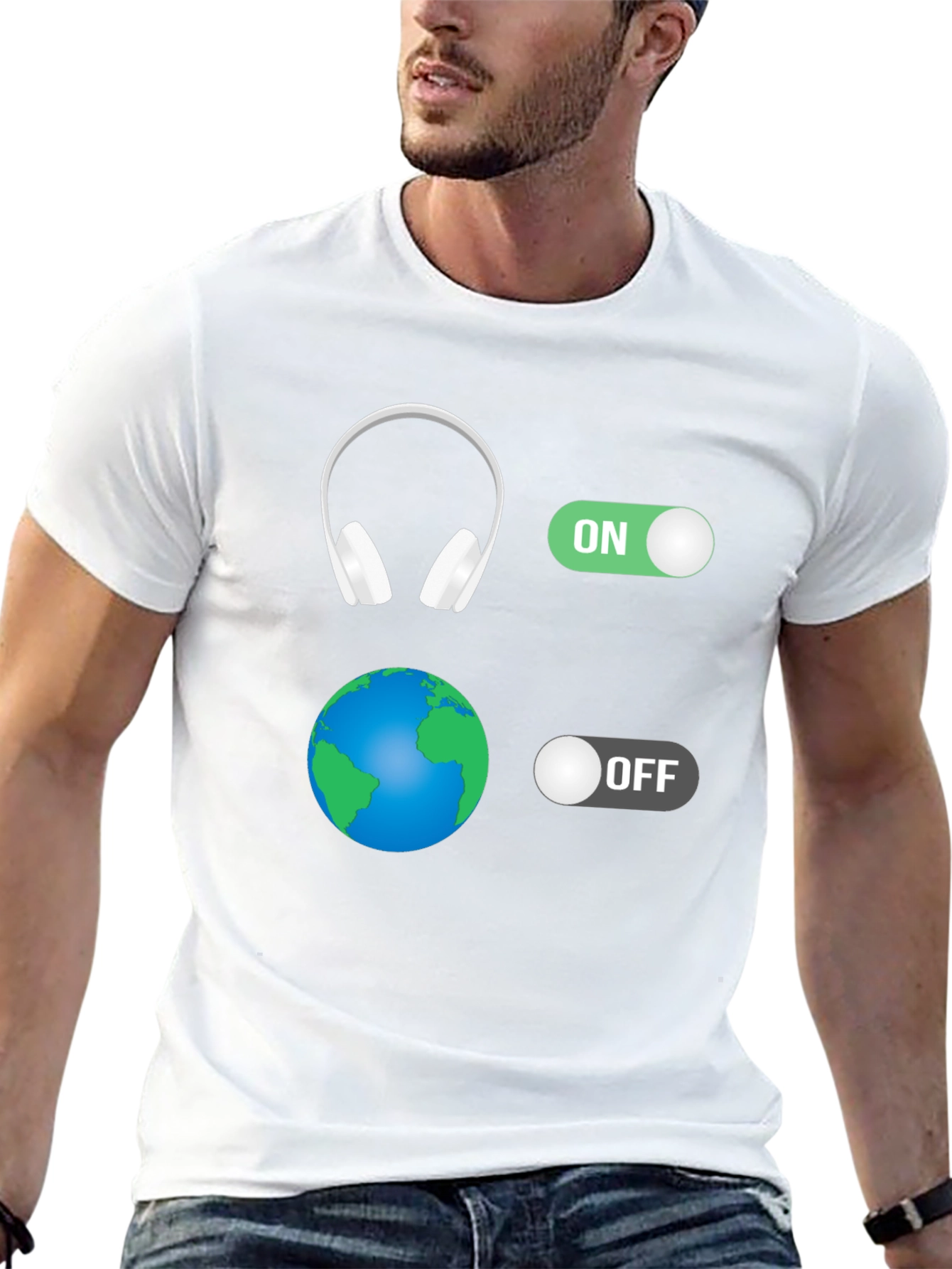 Headphones On World Off Graphic T-Shirt