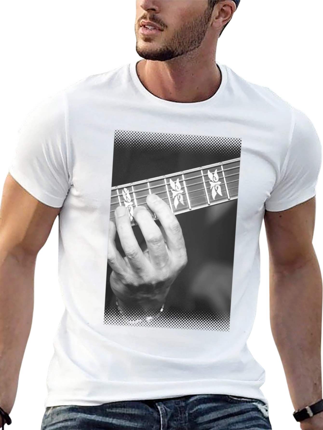 Black Guitar Player T-Shirt