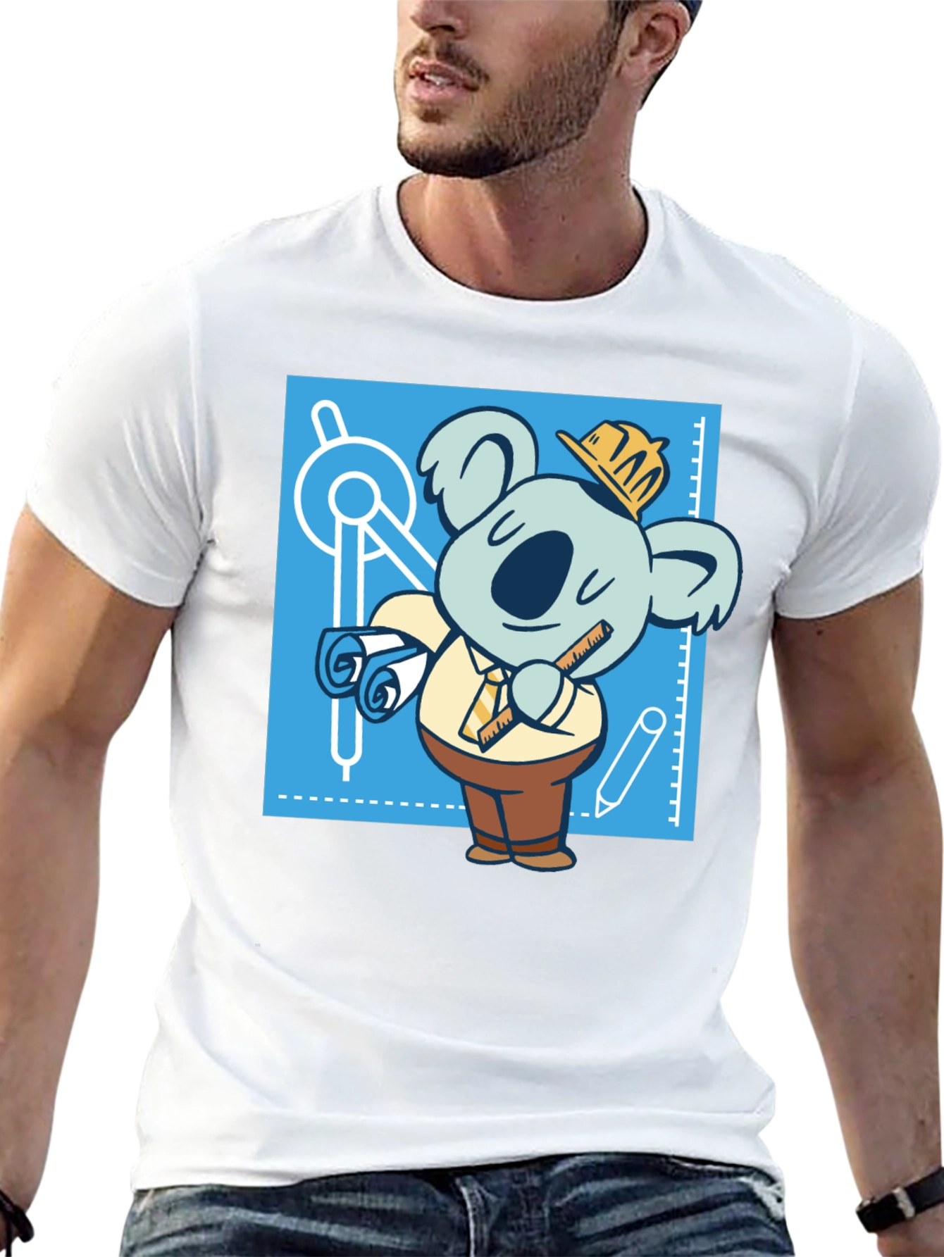 Architect Koala T-Shirt - Blueprint Design