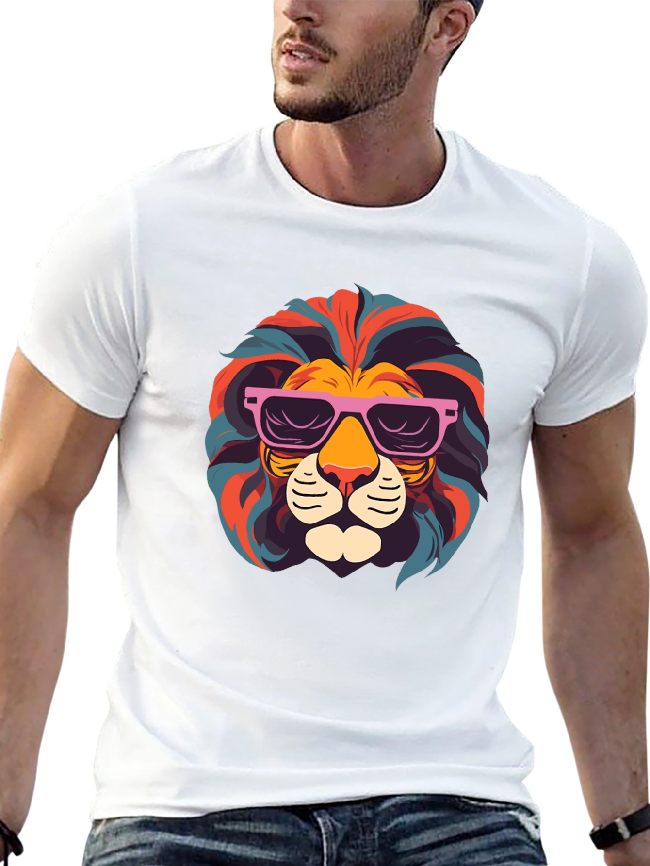 Cool Lion Graphic T-Shirt - Black Crew Neck Tee
