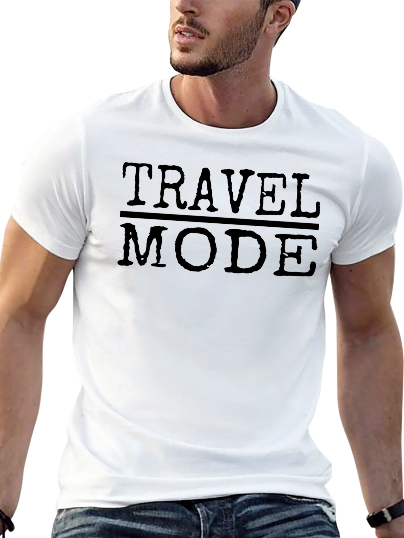 Travel Mode Graphic Tee - Black Cotton Casual Wear
