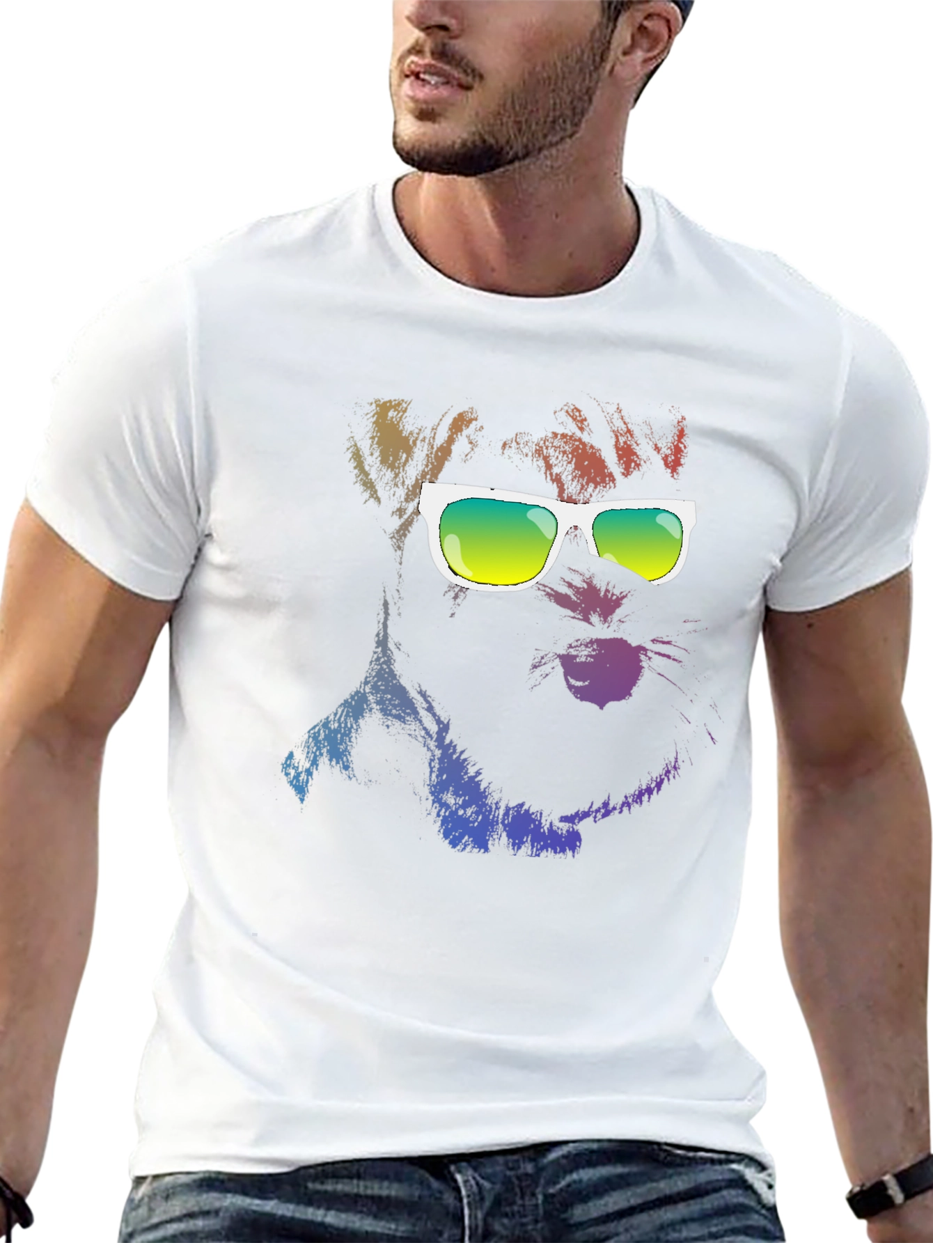 Cool Dog Graphic T-Shirt - Black Cotton Blend