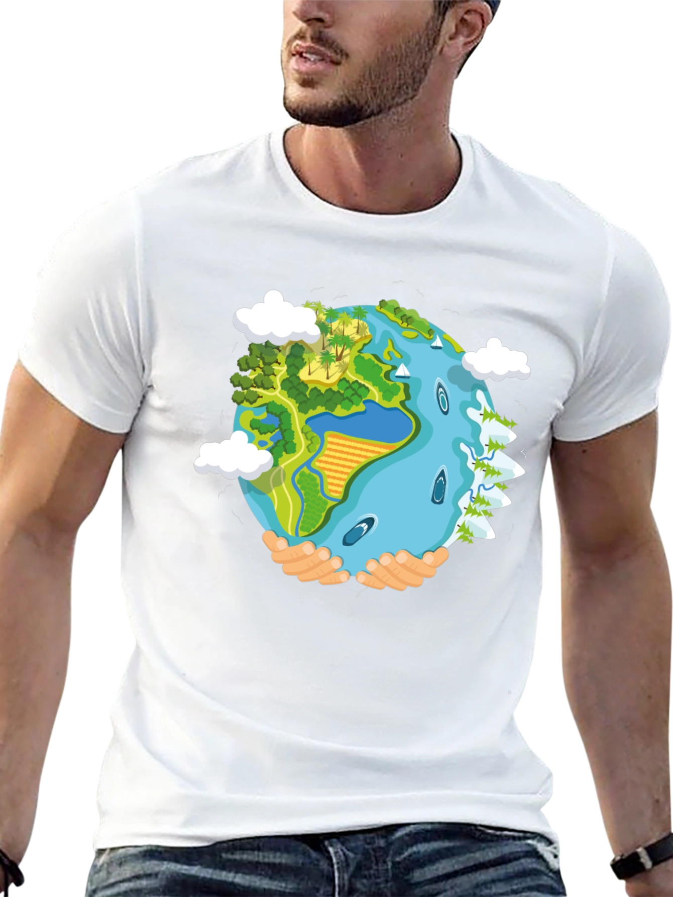 Earth in Hands Graphic Tee - Save the Planet