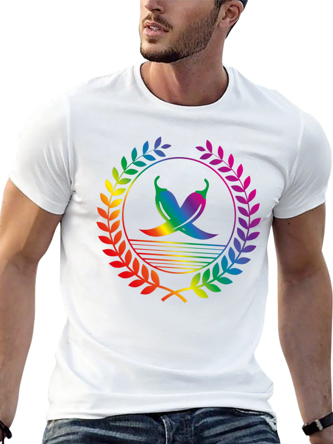 Rainbow Chili Pepper Graphic Tee - Stylish Mens Shirt