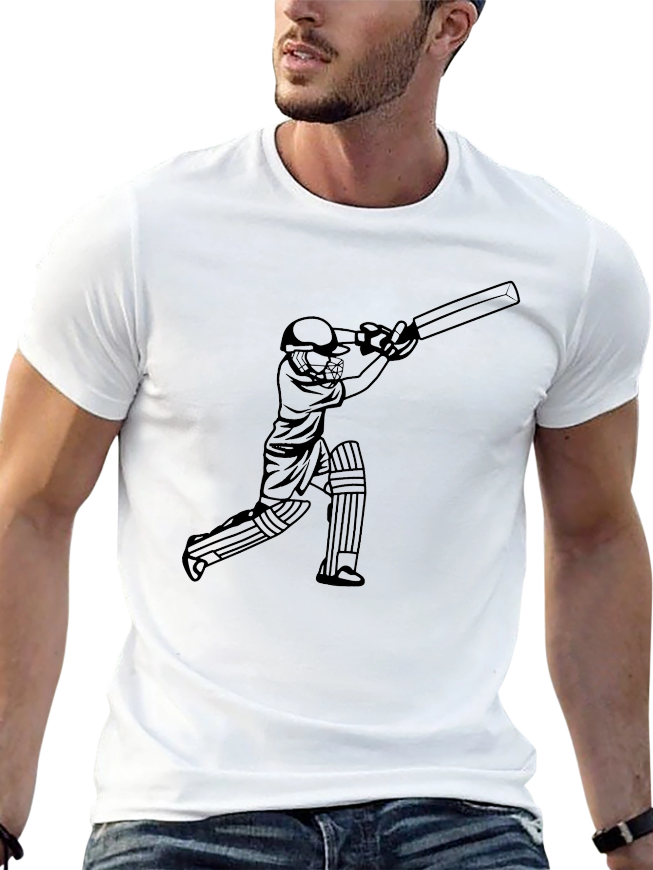 Cricket Player Black Graphic Tee
