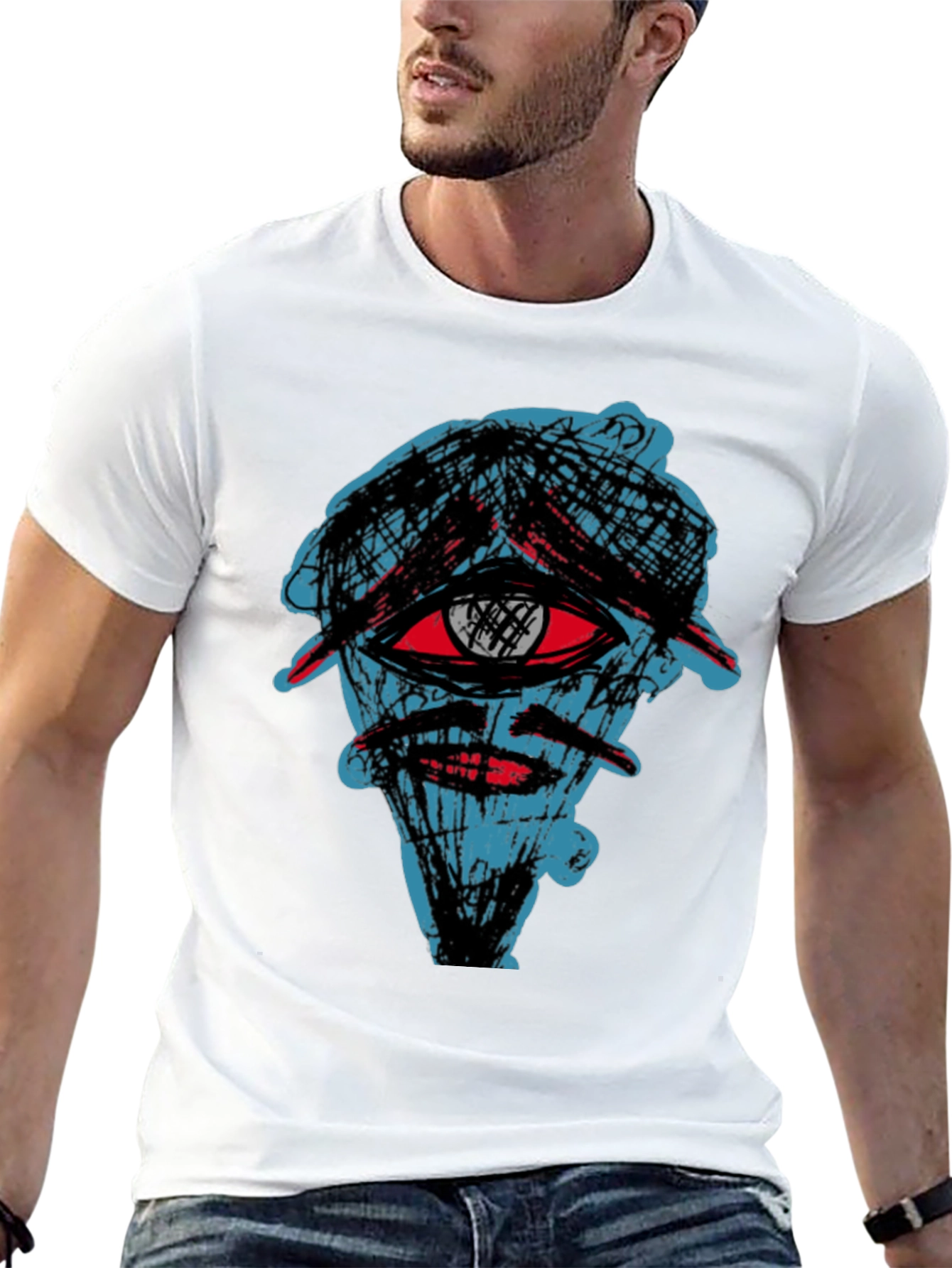 Abstract Eye Graphic Tee - Black Cotton Shirt