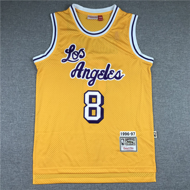 Men's Los Angeles Lakers Kobe Bryant Yellow 1996-97 Hardwood Classics Authentic Jerseys