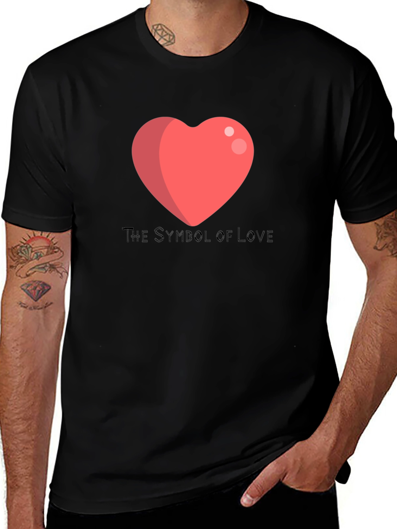 Love Symbol T-Shirt - Black Cotton Blend