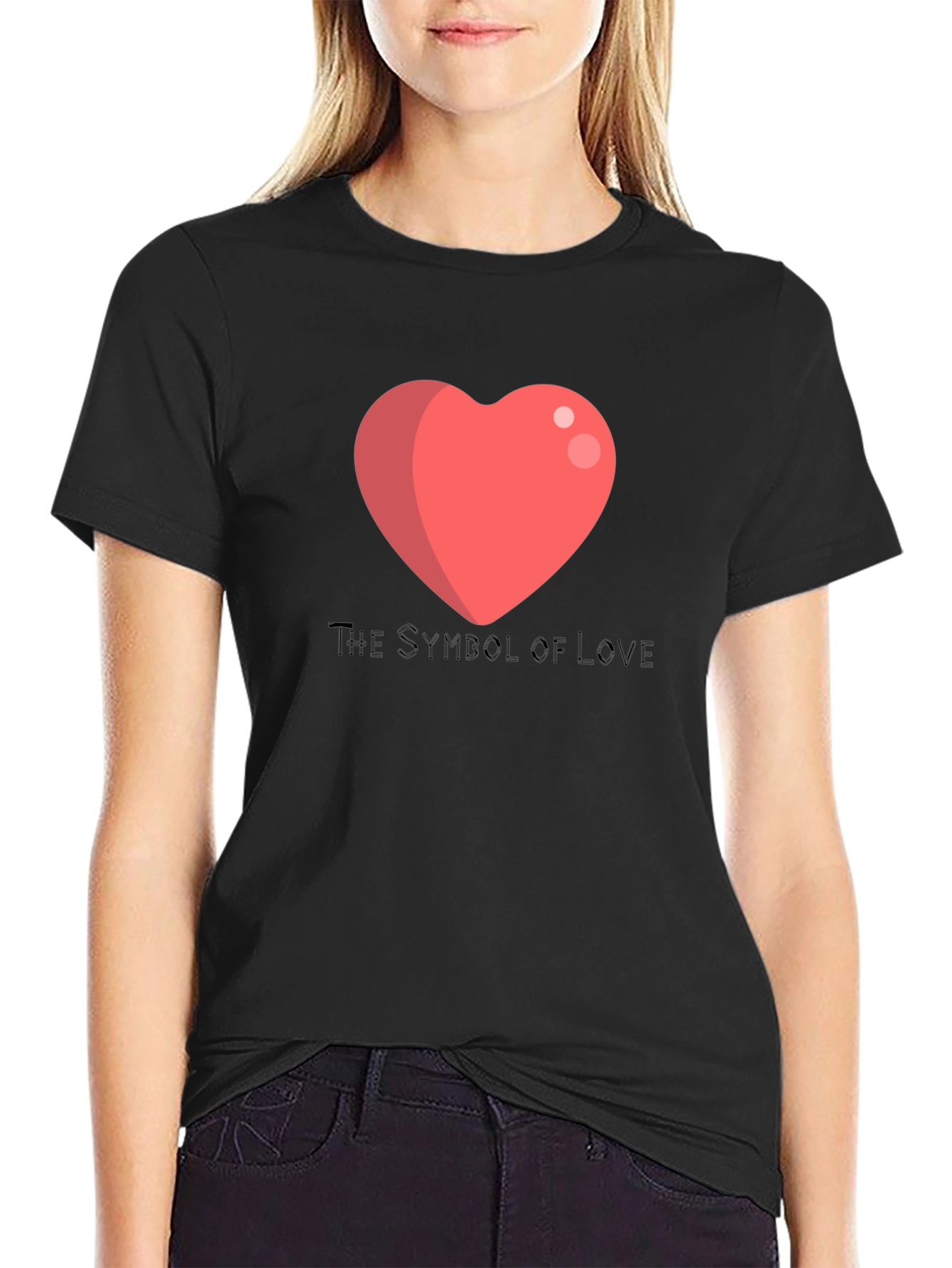 Love Symbol T-Shirt - Black Cotton Blend