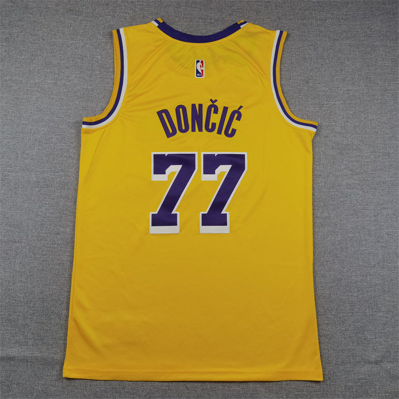Men's Los Angeles Lakers Luka Doncic #77 Gold Swingman Jerseys - Icon Edition