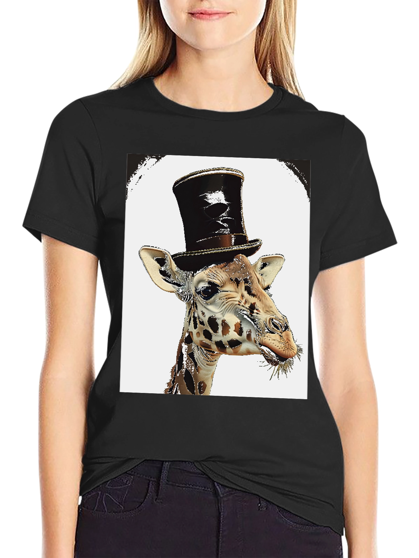 Giraffe Top Hat Graphic Tee