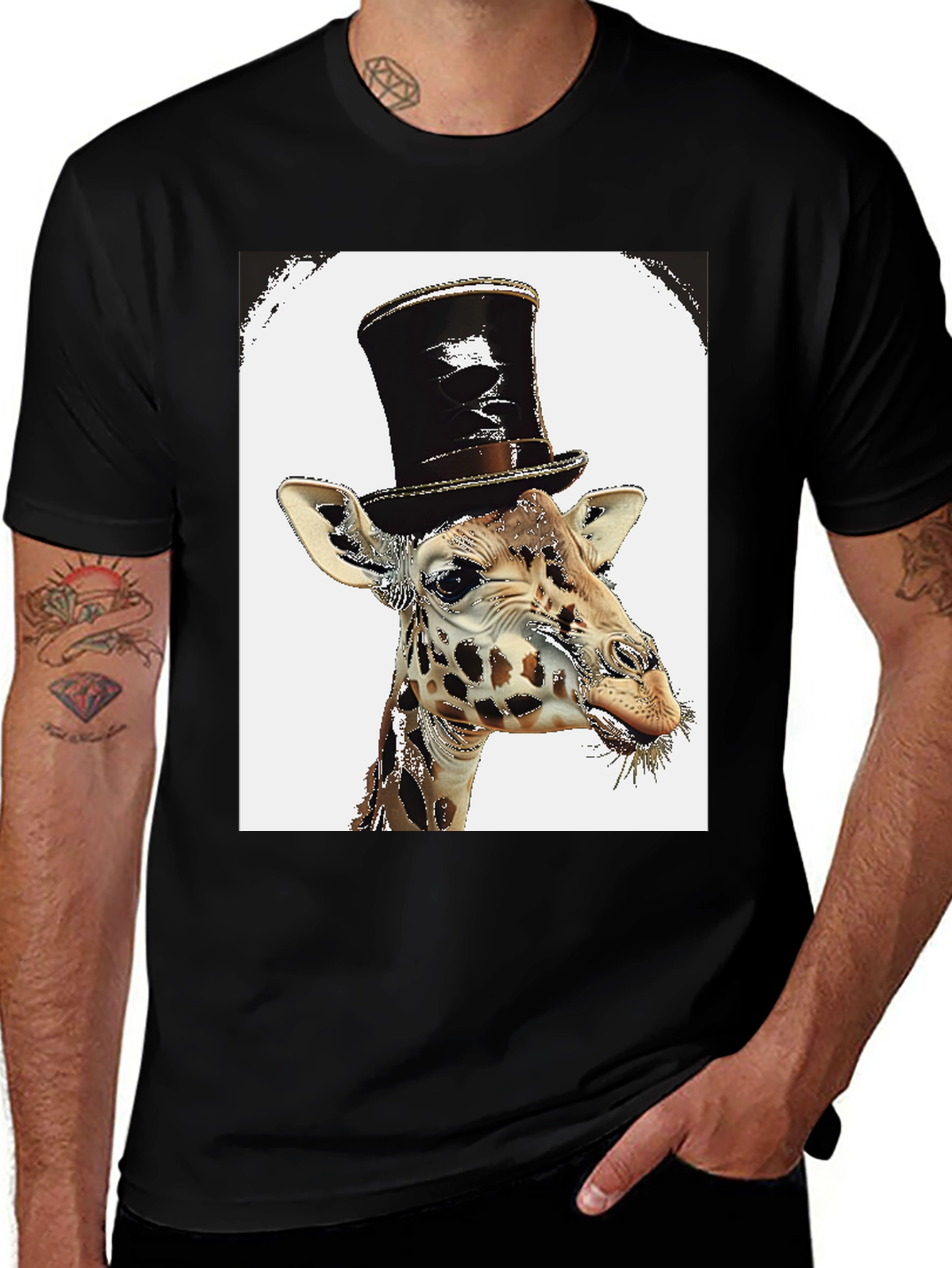 Giraffe Top Hat Graphic Tee