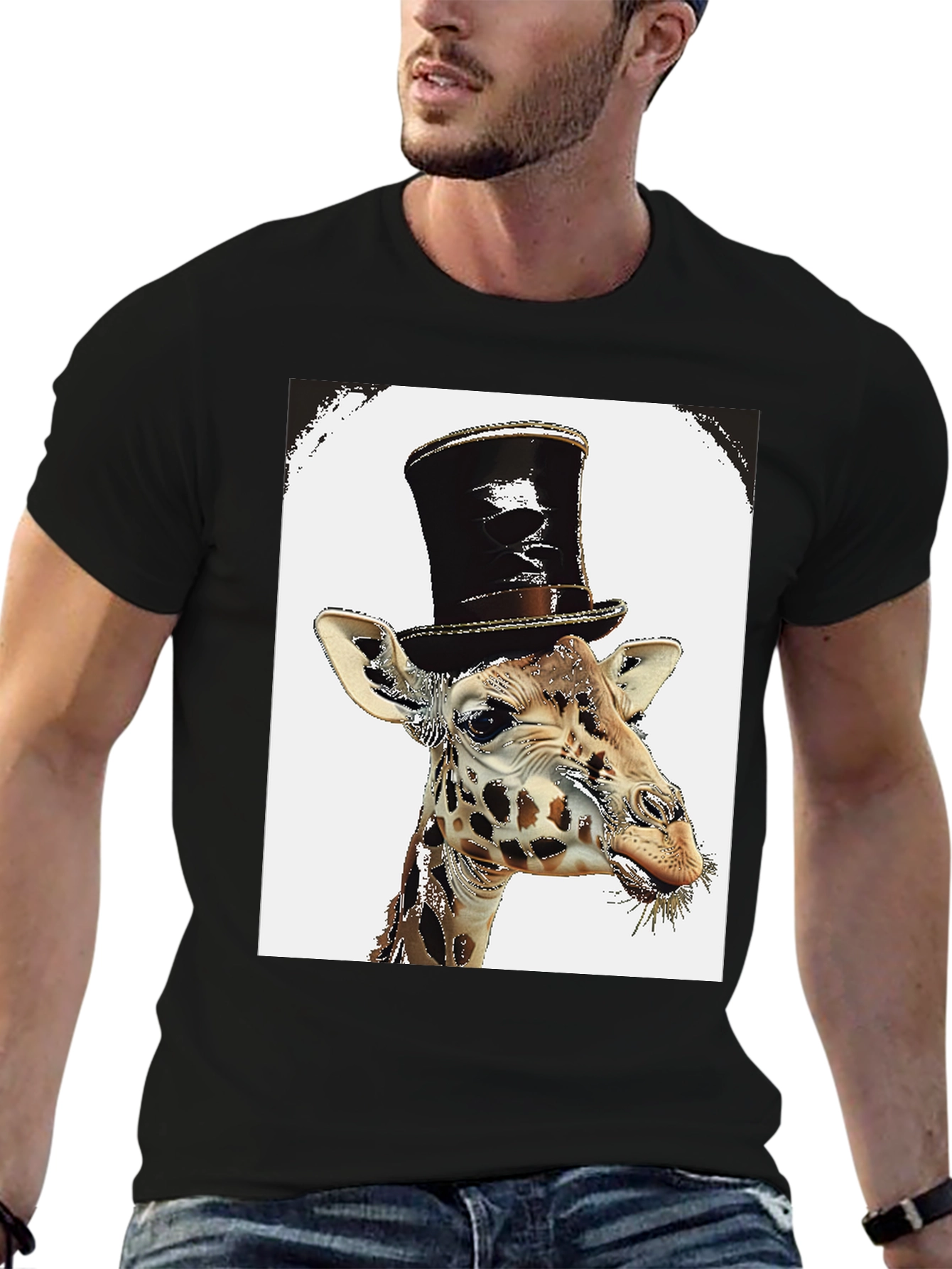 Giraffe Top Hat Graphic Tee