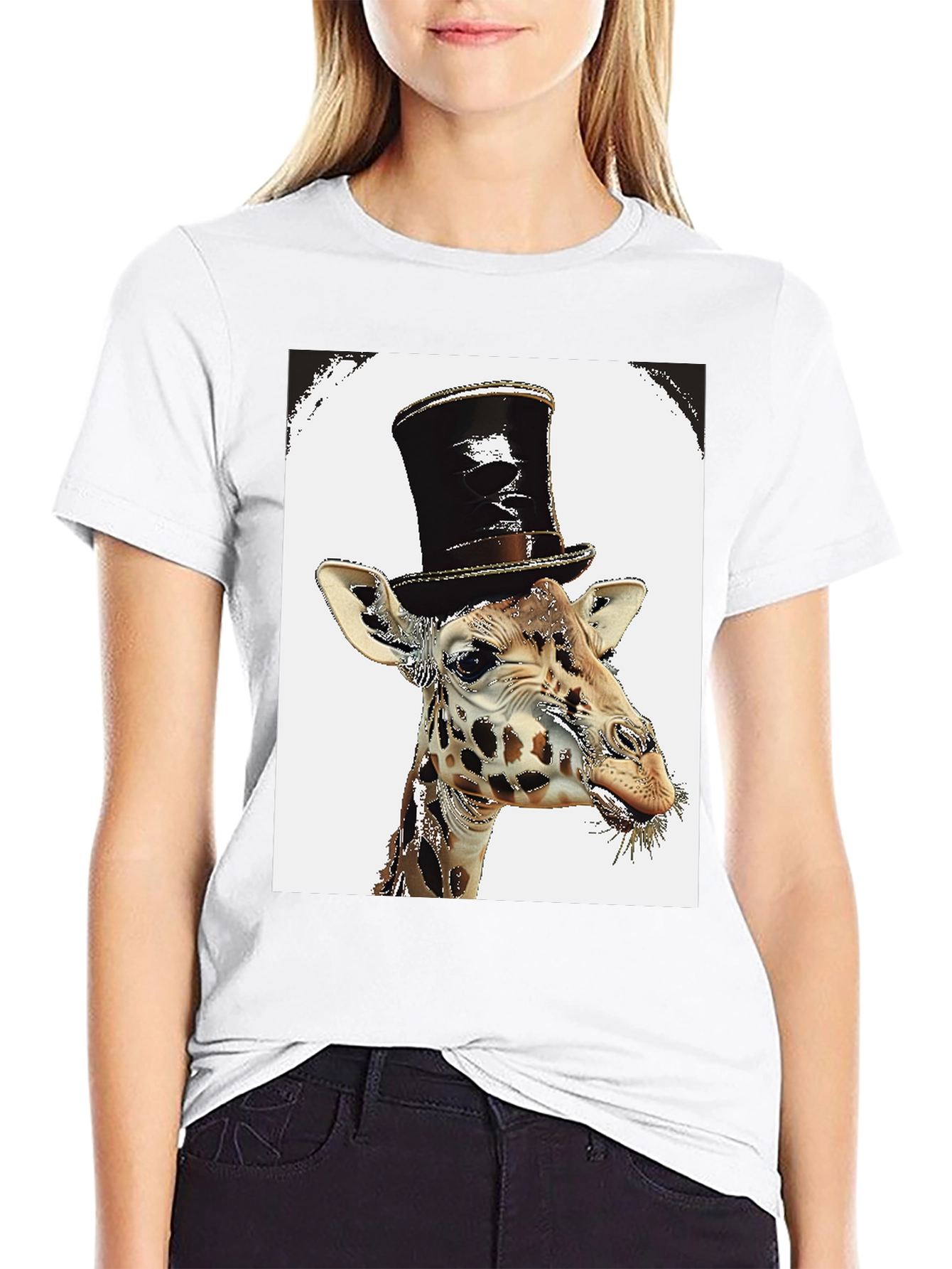 Giraffe Top Hat Graphic Tee