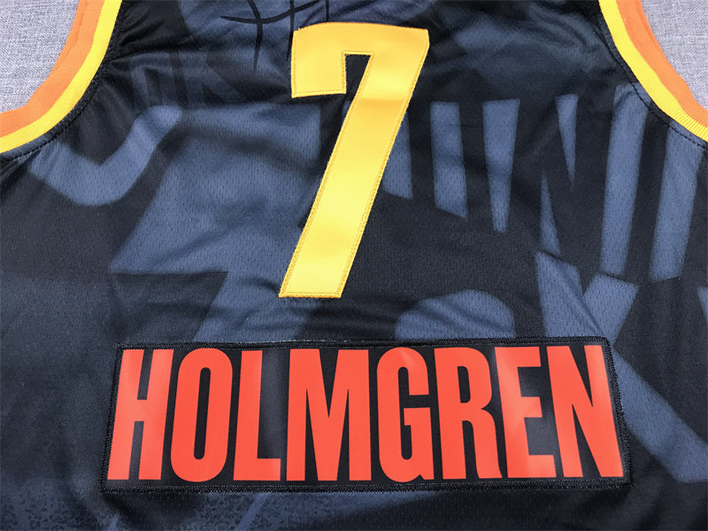 Men's Oklahoma City Thunder Chet Holmgren #7 Black 2023/24 Swingman Jerseys - City Edition