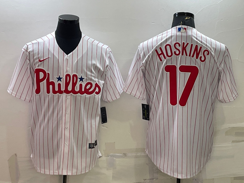 Men's Philadelphia Phillies Rhys Hoskins #17 White Home Replica Player Jerseys