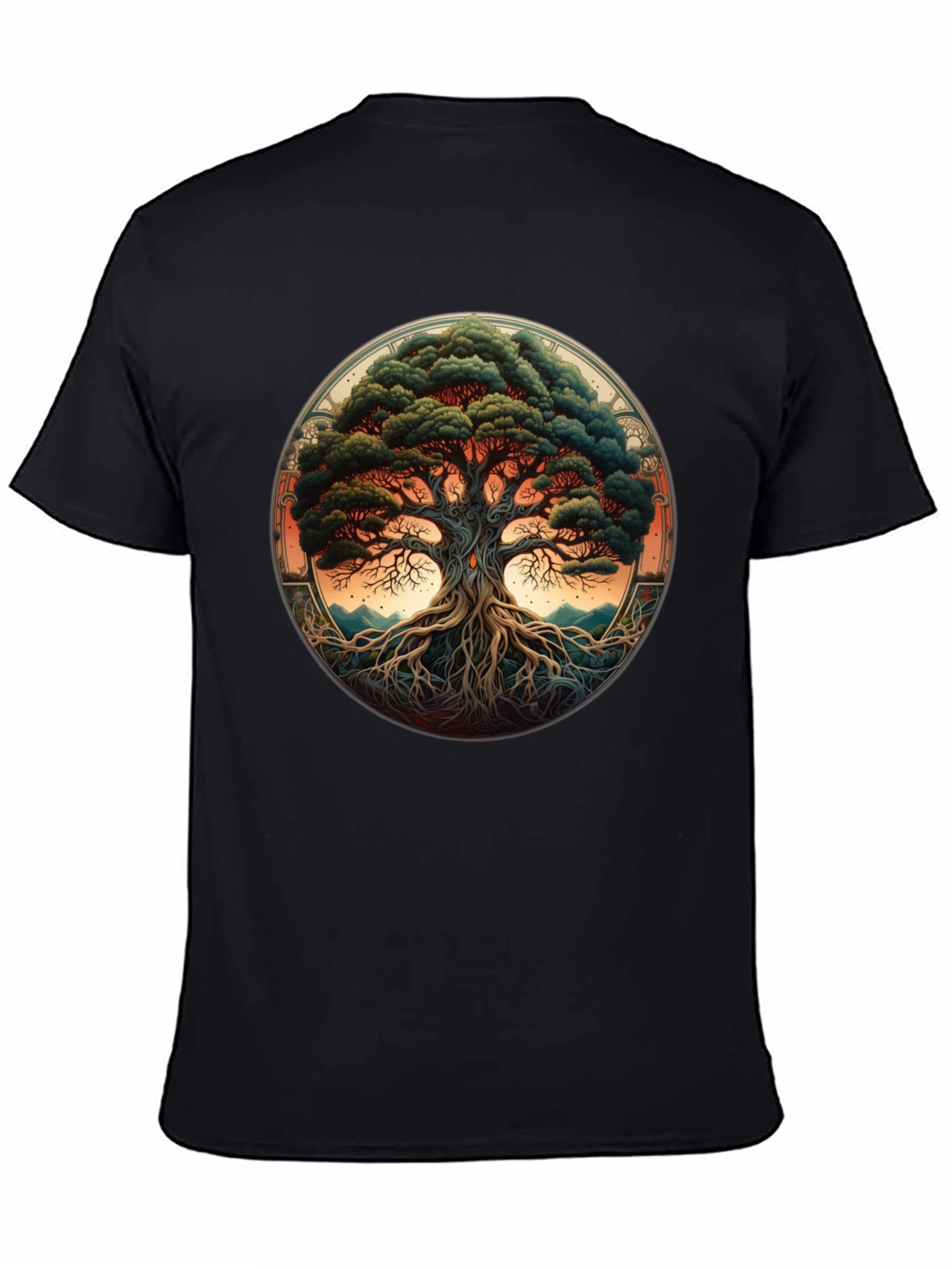 Tree of Life Graphic Tee - Black Cotton Blend