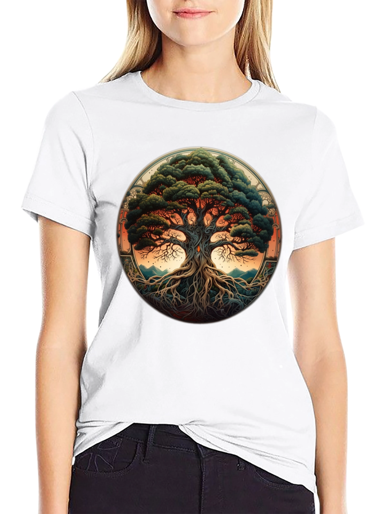 Tree of Life Graphic Tee - Black Cotton Blend