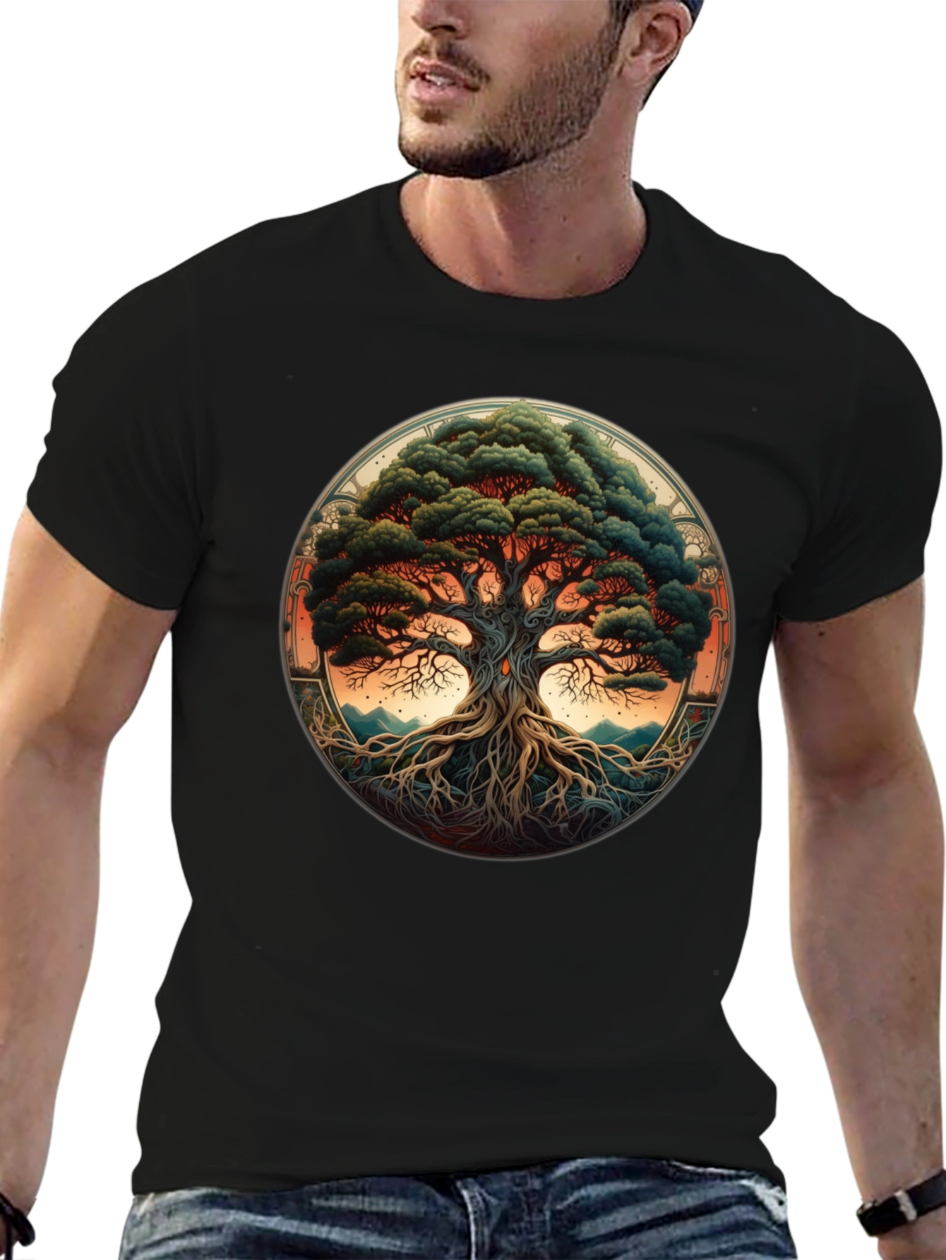 Tree of Life Graphic Tee - Black Cotton Blend