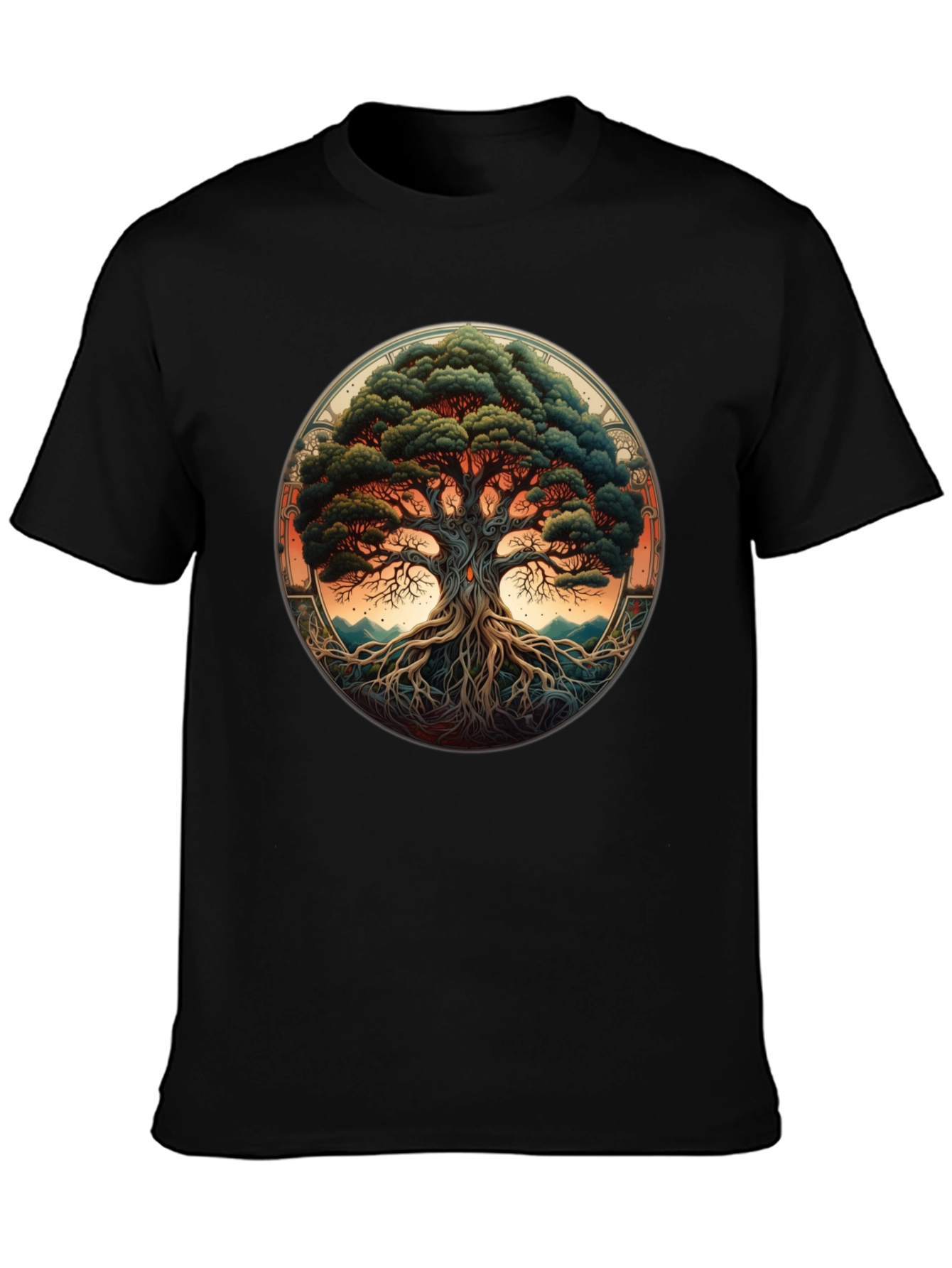 Tree of Life Graphic Tee - Black Cotton Blend