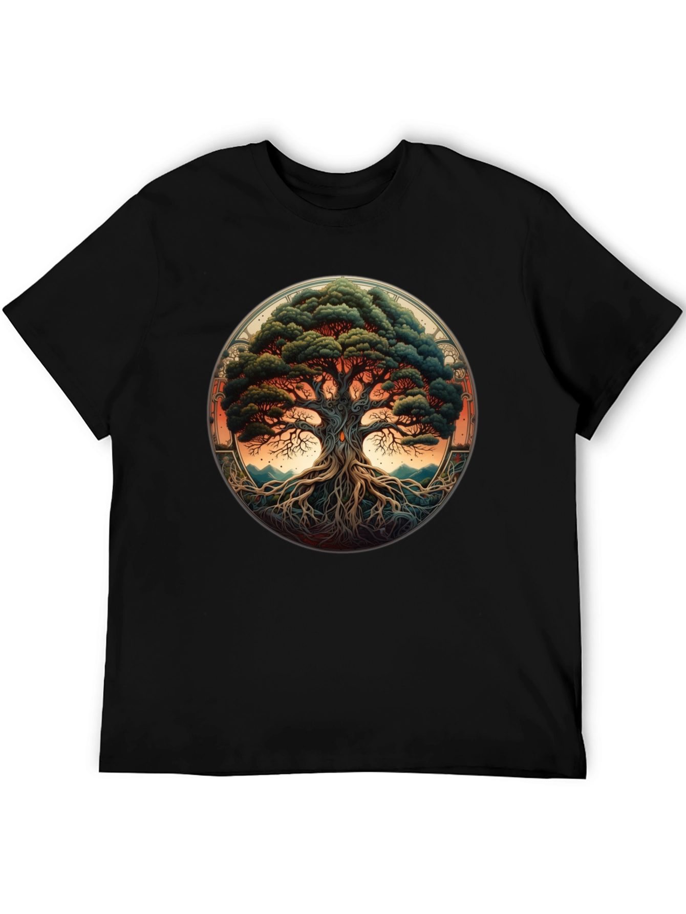Tree of Life Graphic Tee - Black Cotton Blend